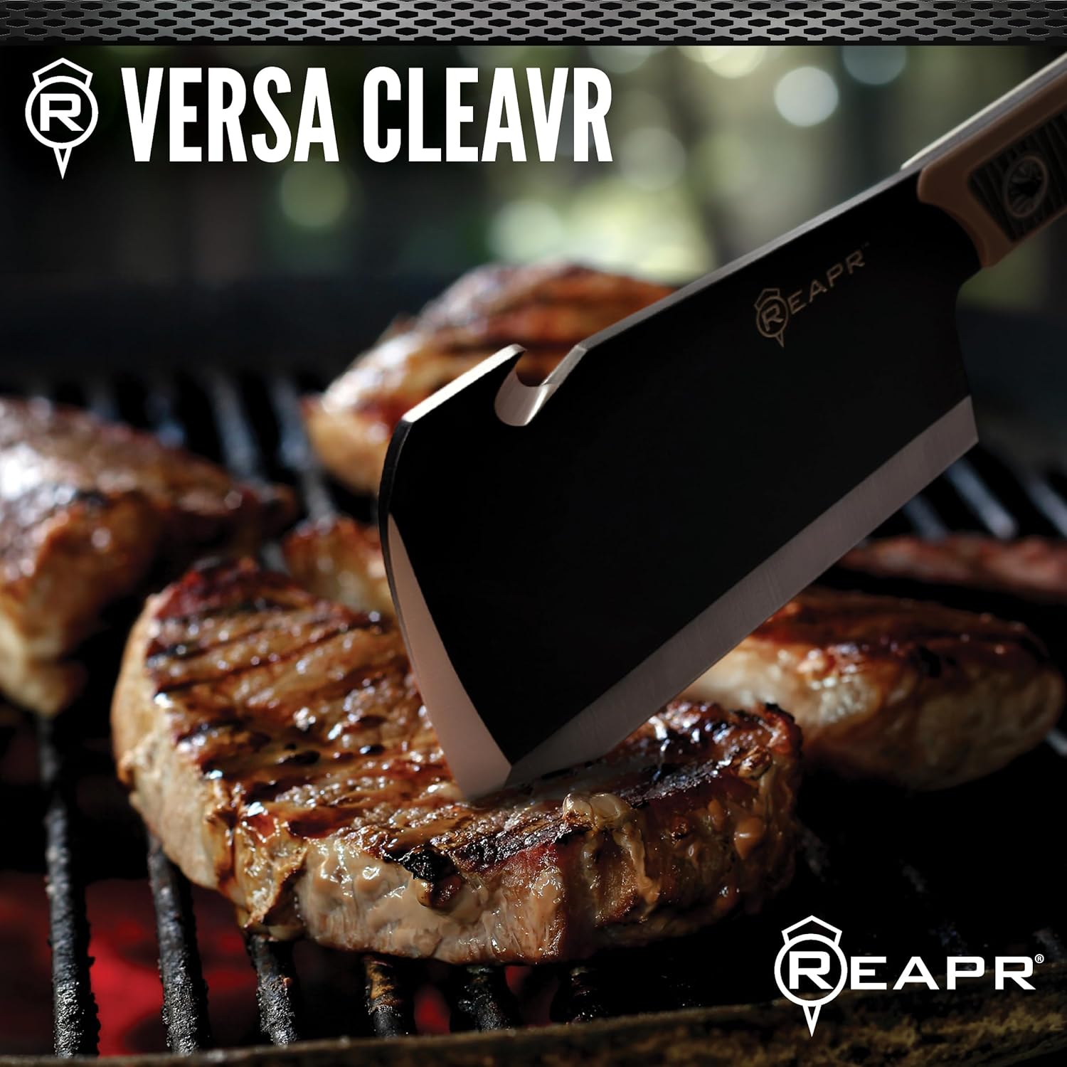 Reapr Versa Cleavr 5″ Fixed Blade Cleaver Knife with Sheath – 420 Stainless Steel, Full‑Tang, Plain Edge
