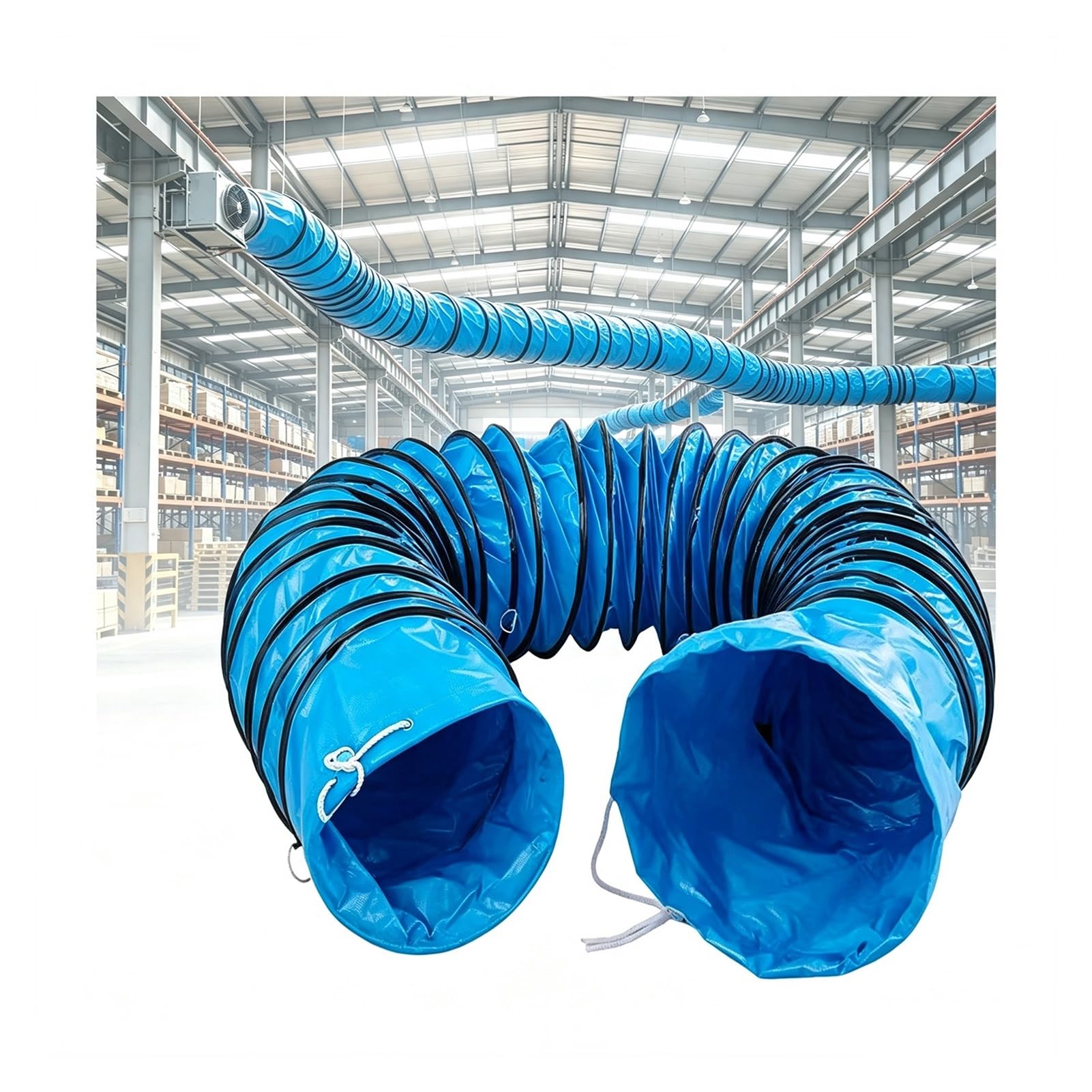 Tubo Flessibile Ventilazione PVC, Condotto Senza Cuciture | Ignifugo Fino A 120°C | Anelli A D Acciaio Inossidabile | Montaggio A Soffitto In Secondi(L3m/9.8FT,Id(A)250mm/9.8in)
