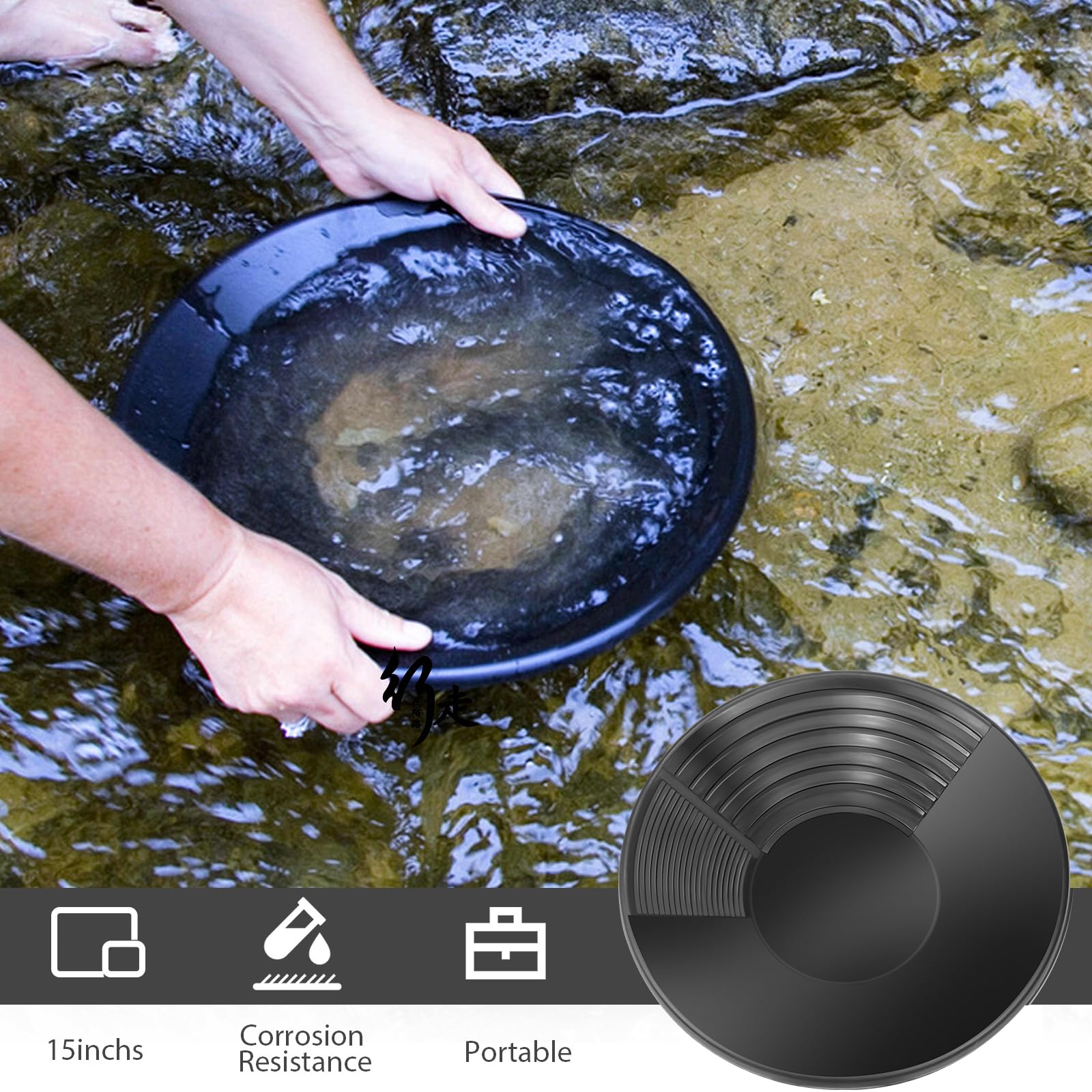 YSOOUA Batea de Oro Set Bandeja de Lavado de Oro Bateas para Buscar Oro 38,5 x 8,5cm Equipo Manual de Lavado de Oro para minería y prospección de Oro Sistema de Lavado de Oro Bandeja (Negro)