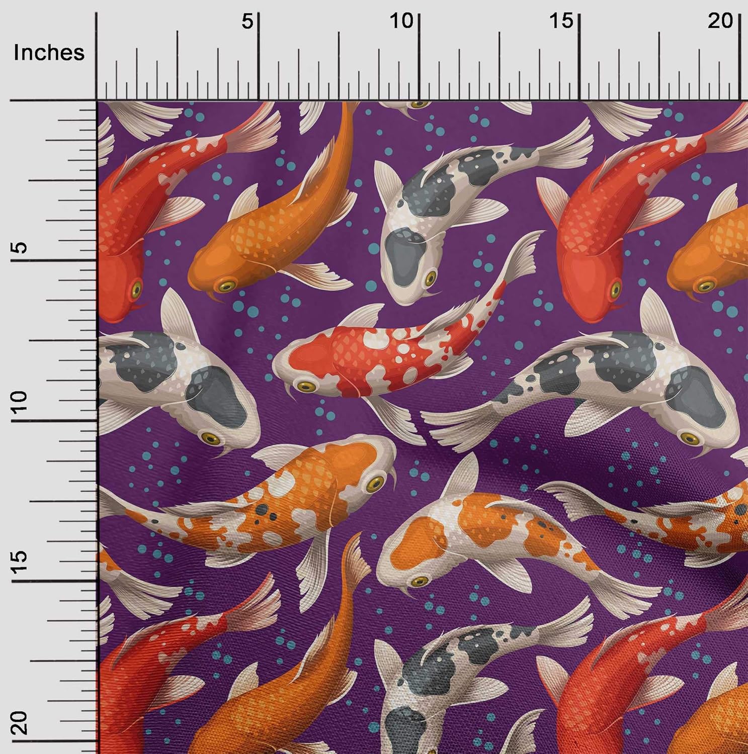 oneOone Polyester Spandex Black Fabric Bubbles & Koi Fish Ocean DIY Clothing Quilting Fabric Print Fabric by Yard 56 Inch Wide