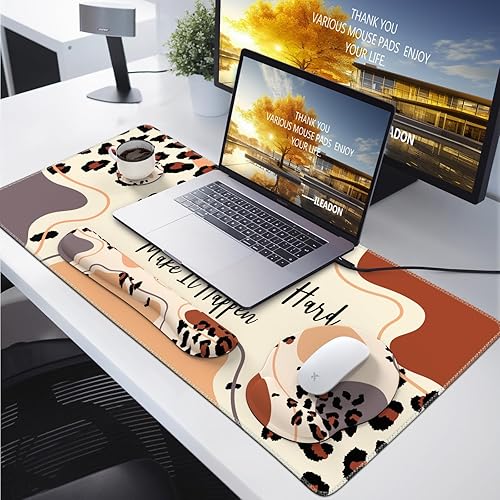 Miniatura 6 de iLeadon Juego de alfombrillas para mouse, alfombrilla de escritorio + alfombrilla para mouse con reposamuñecas + reposamuñecas para teclado +