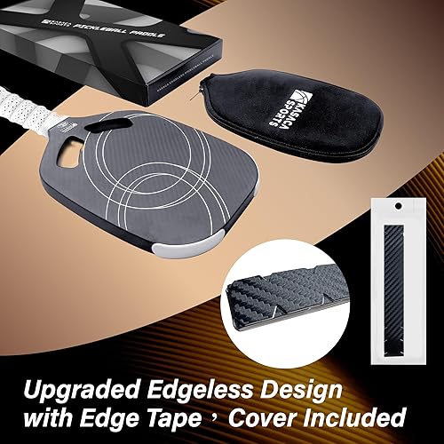 Miniatura 3 de Pala de pickleball prémium 3K + fibra de carbono T700, 0.63 pulgadas de grosor, garganta abierta al aire, giro y control mejorados, diseño sin Aero