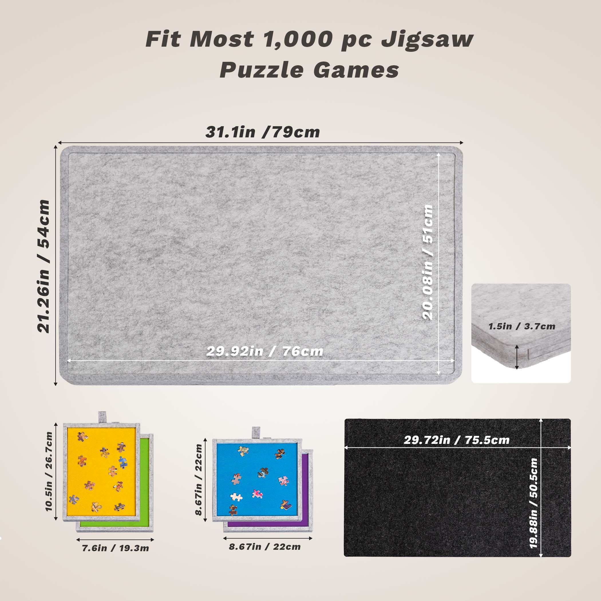 Becko US Planche de puzzle inclinable de 1000 pièces avec 4 tiroirs colorés, couvercle et rangement