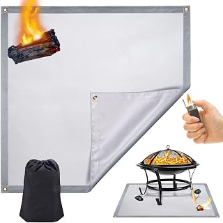 Fire Pit Mat Square Heat Resistant Ember Mat ,Fireproof Mat Deck Protector,Grill Mat for Grass Lawn Protection/Wood Burning/BBQ Smoker Pad ,Corner Reflective Material and Storage Bag (40*40in)