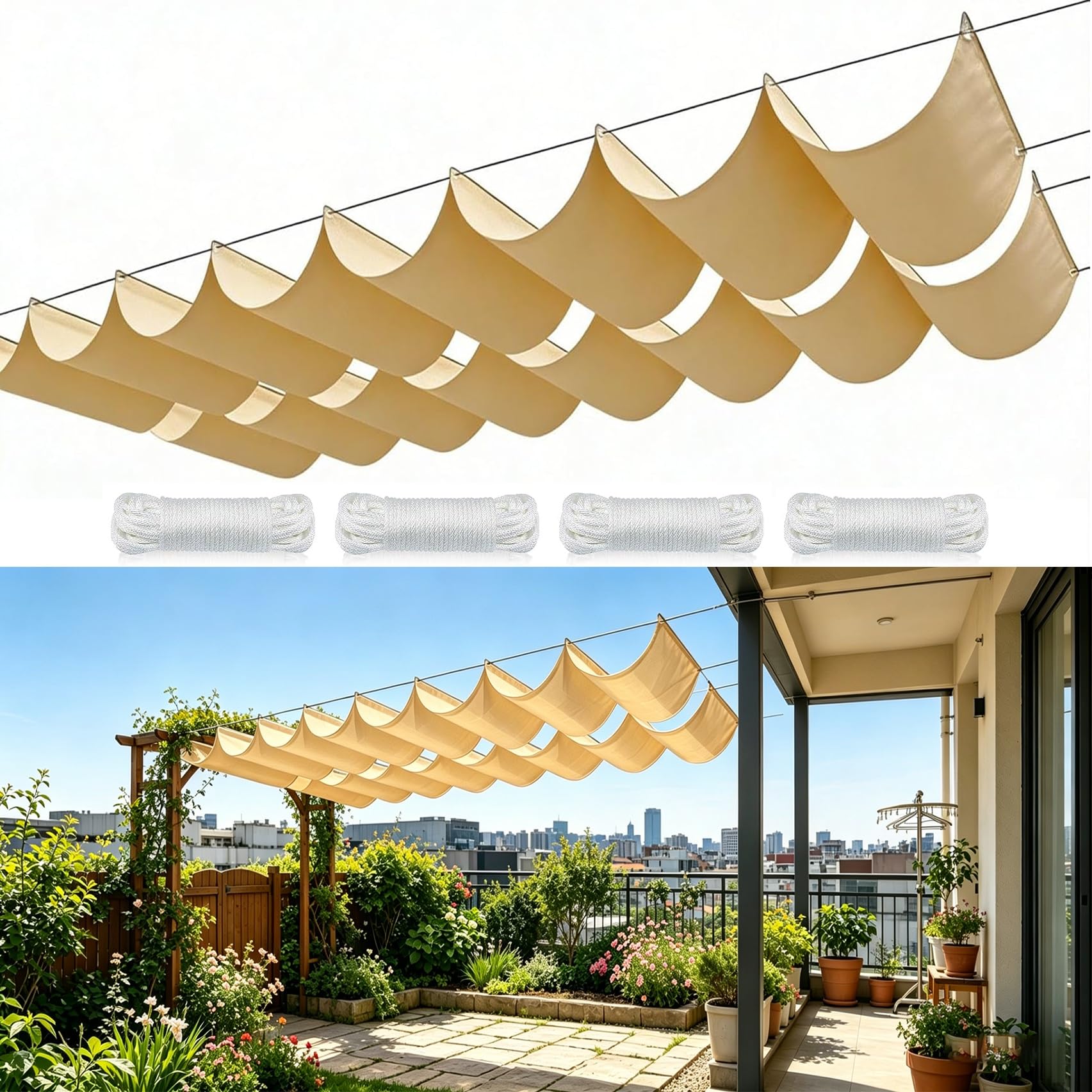 Voile d'ombrage rétractable à vagues pour sublimer votre terrasse