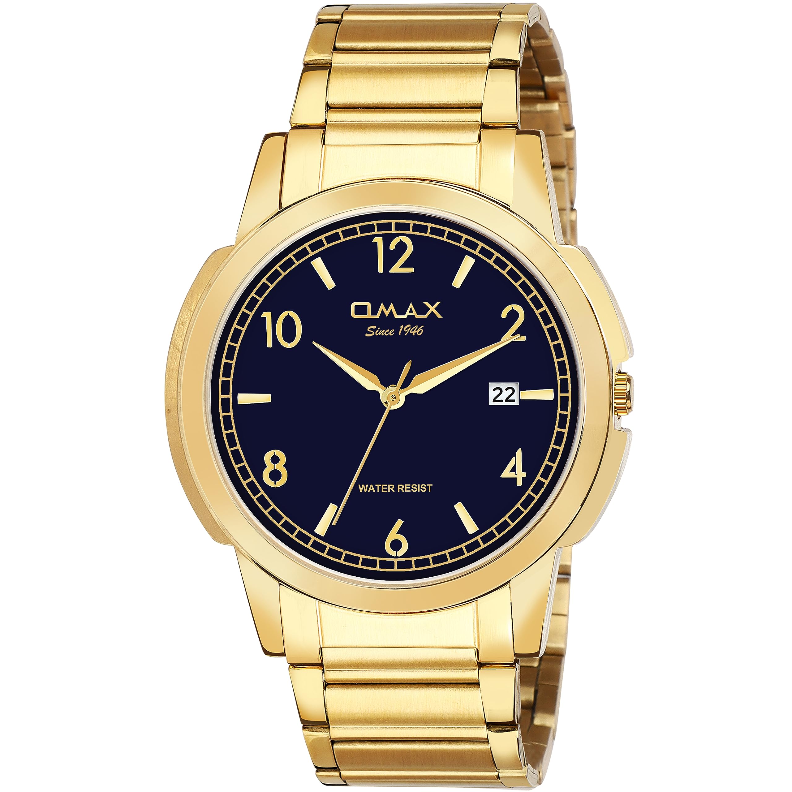 OMAX Analog Black Dial Gold Steel Strap Rich Classic Look Golden Watch for Men-All Stainless Steel Durable case, Fashionable Watch-BGS440 (B09YHJVLSC) Amazon Price History, Amazon Price Tracker