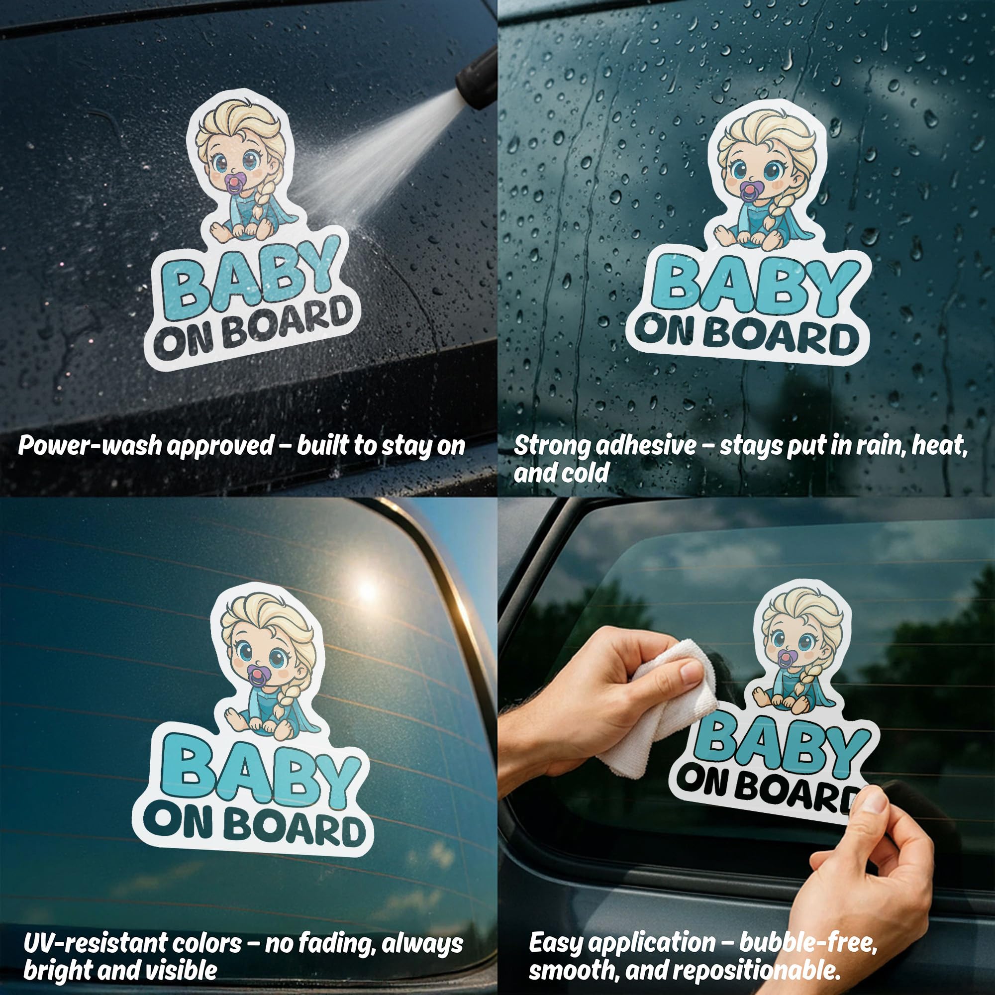 Baby on Board Sign for Car Baby Princess, High Visibility Window Sticker Badge, Easy Apply & Remove, Universal Safety Sign - Image 4