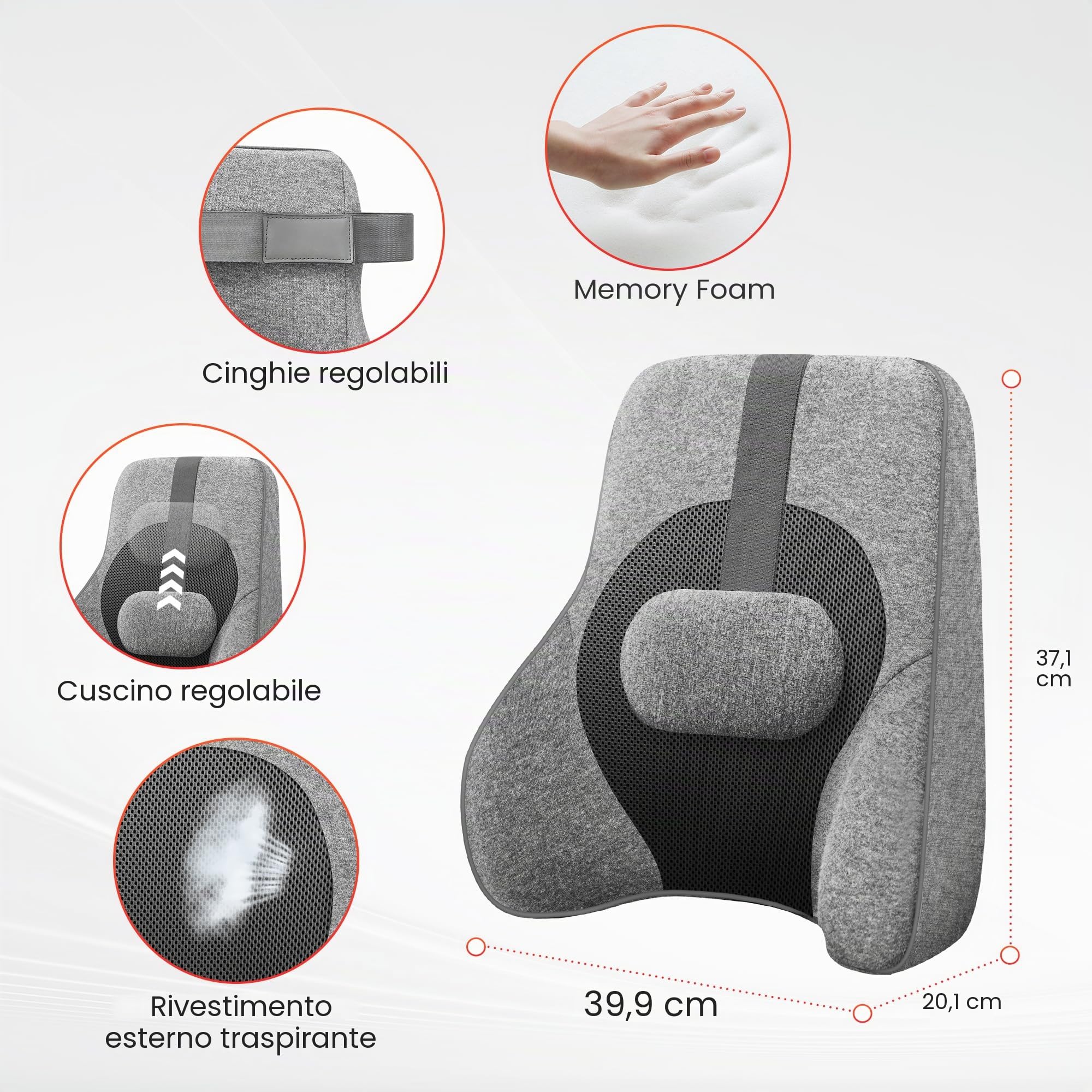 COMFIER Massaggiatore Schiena, Massaggiatore Shiatsu per Sedia da Ufficio, Cuscino Massaggio Cervicale Collo Spalle e Schiena Elettrico per Alleviare il Dolore, 2 Impostazioni di Calore, Regali