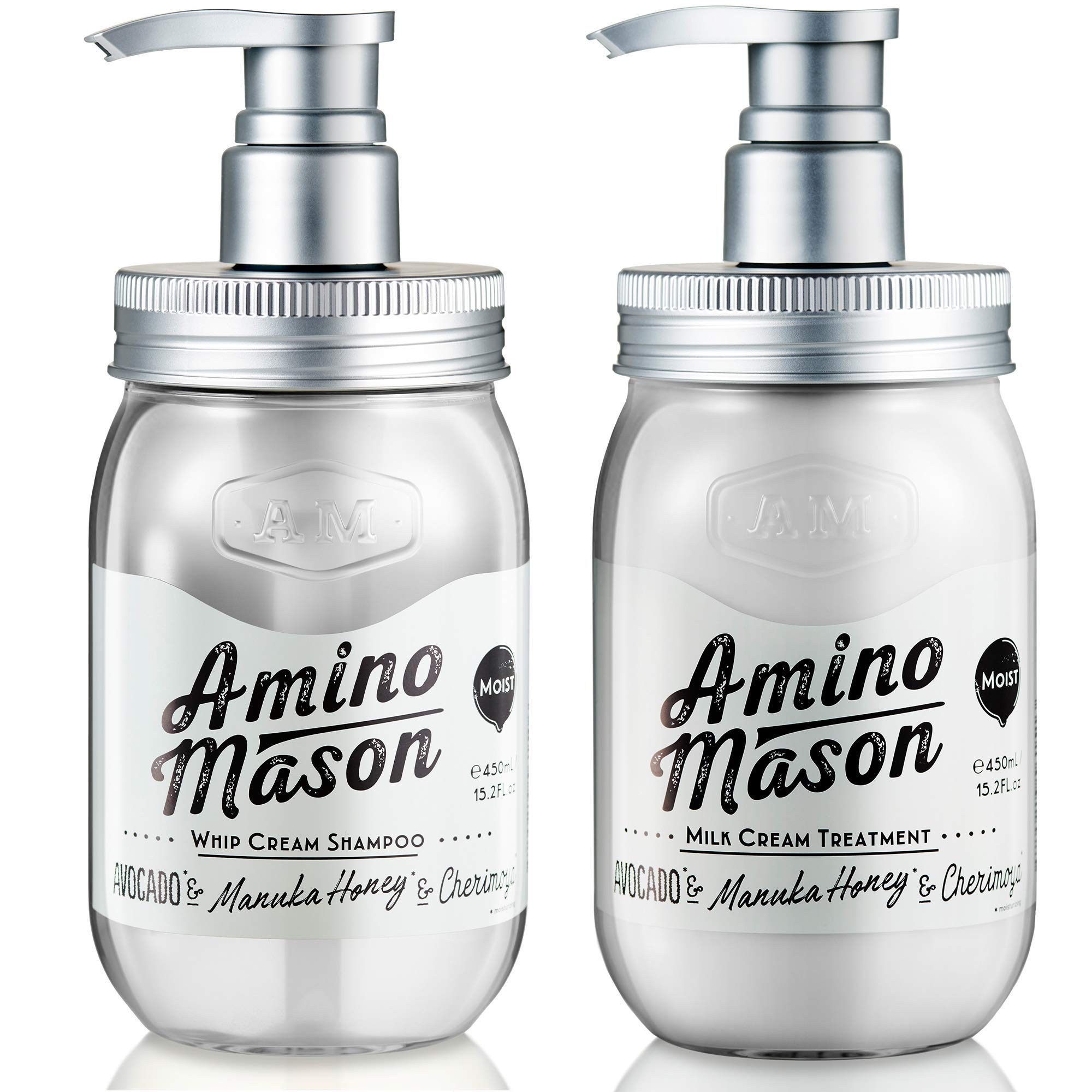 Amino Mason Sulfate Free Moist Shampoo & Conditioner Set- Healing and Moisturizing Shampoo for Dry, Damaged, Color treated Hair - Natural Growth and Repair Formula -