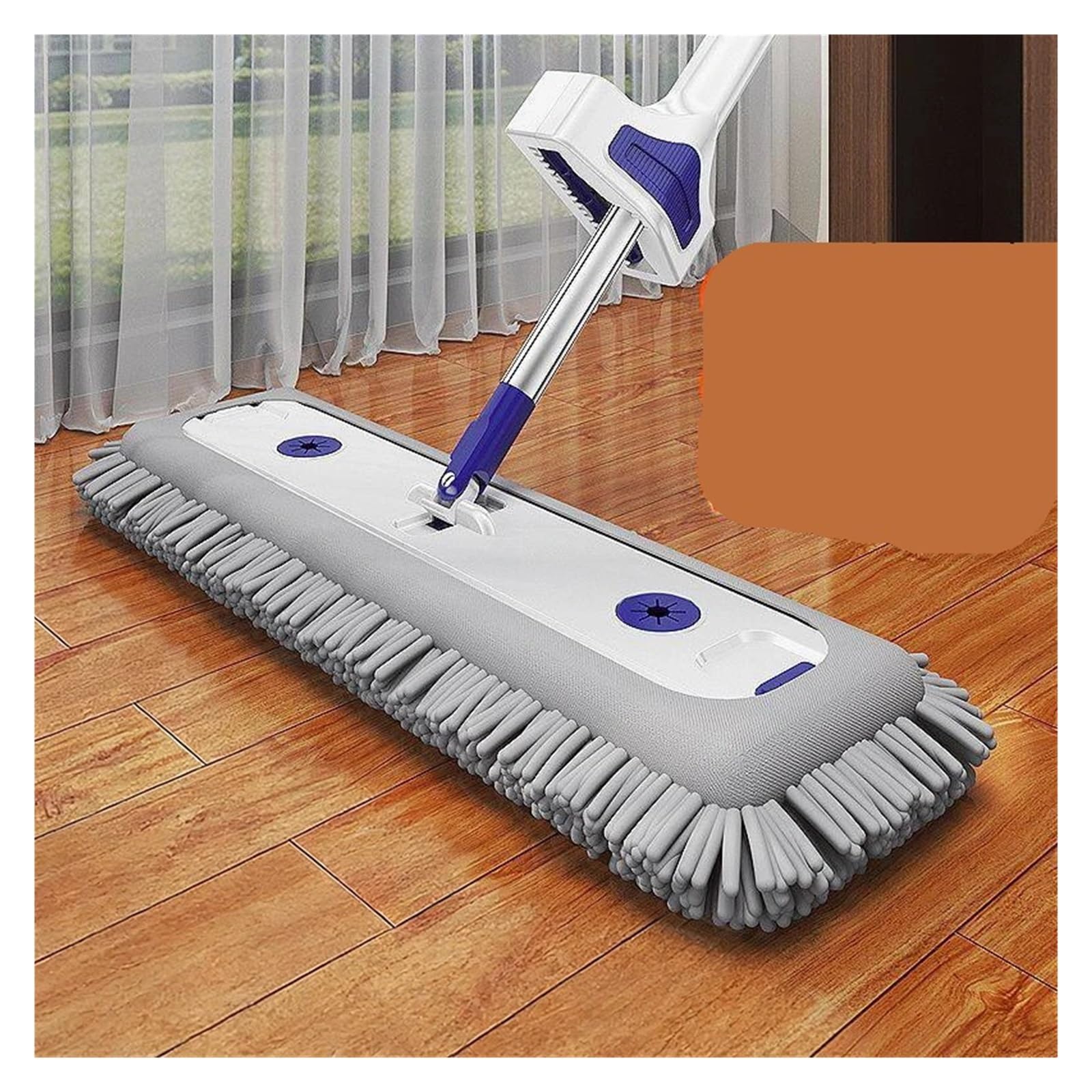 140 cm Langer Stiel-Bodenreinigungsmopp mit Quetscher, Robustes, verdicktes Chenille(T10)