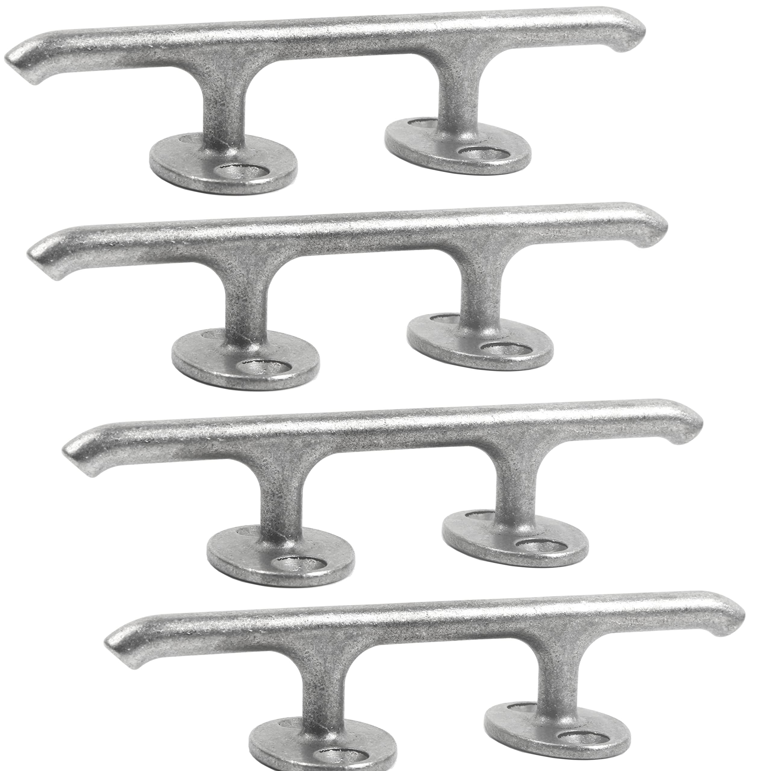 ThornBoat Dock Cleat Open Base Stainless Steel Eagle Handle Pack of 4 (4 Inch, Washed Stainless Steel Color)