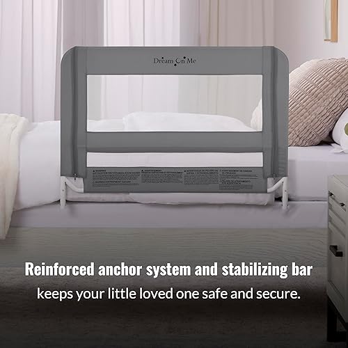Miniatura 8 de Dream On Me Riel de cama ajustable de seguridad de malla ligera para niños pequeños, tela de malla transpirable, adecuada para todo tipo de camas,