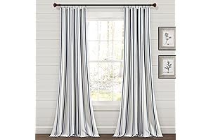 Lush Decor Farmhouse Stripe Yarn Dyed Cotton Window Curtain Panel Pair: Enhance...