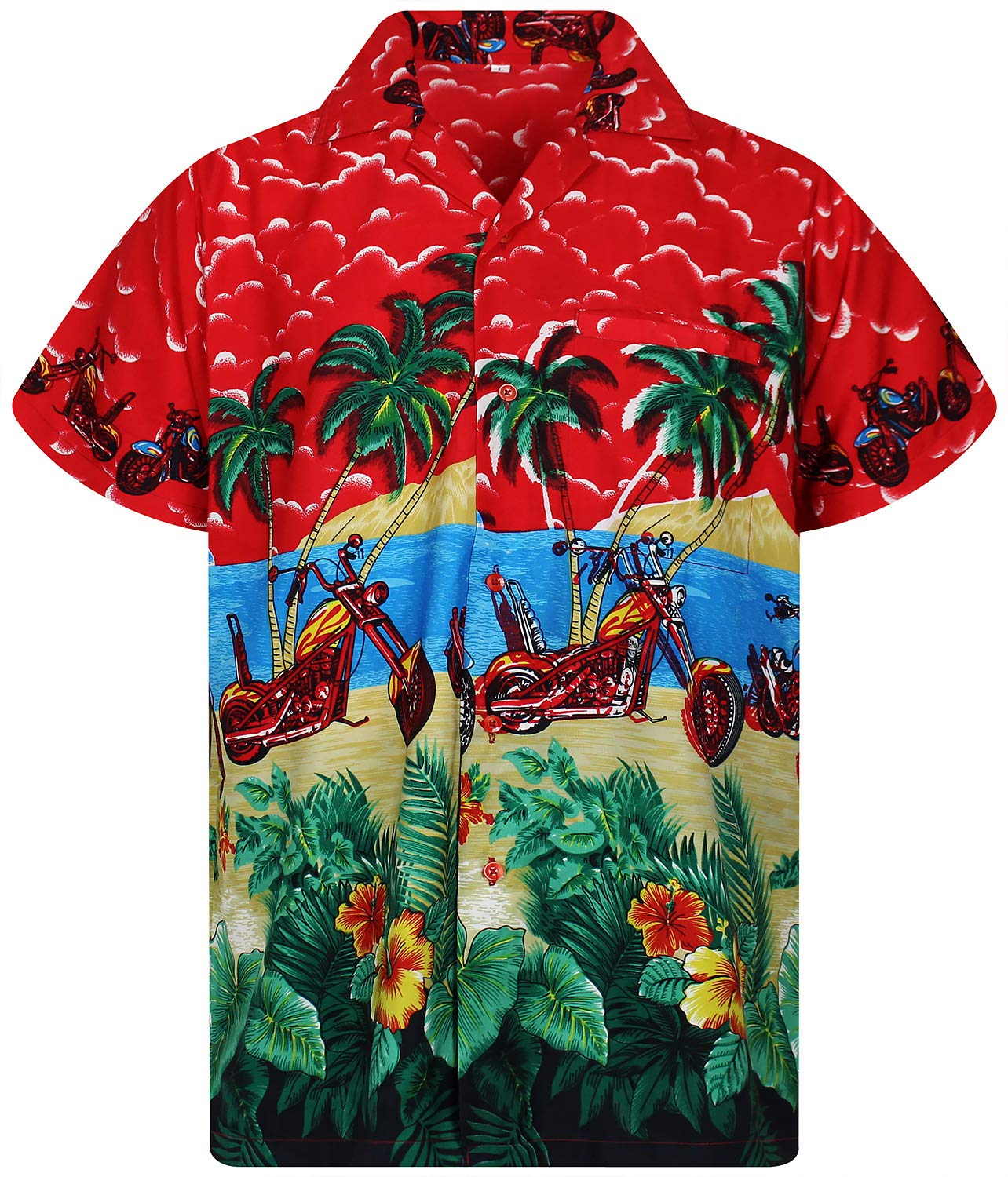 V.H.O.Funky Hawaiian-Shirt Men Casual-Button-Down Short-Sleeve Vacation Party Beer-Bottles Spring-Break Unisex