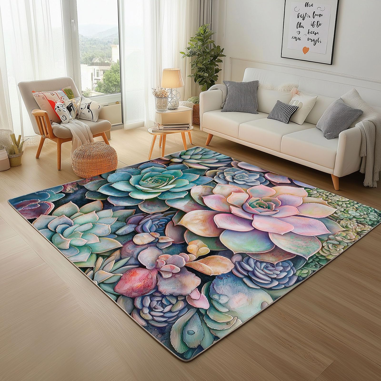 Tapis floral multicolore pour sublimer votre salon ou terrasse couverte en douceur