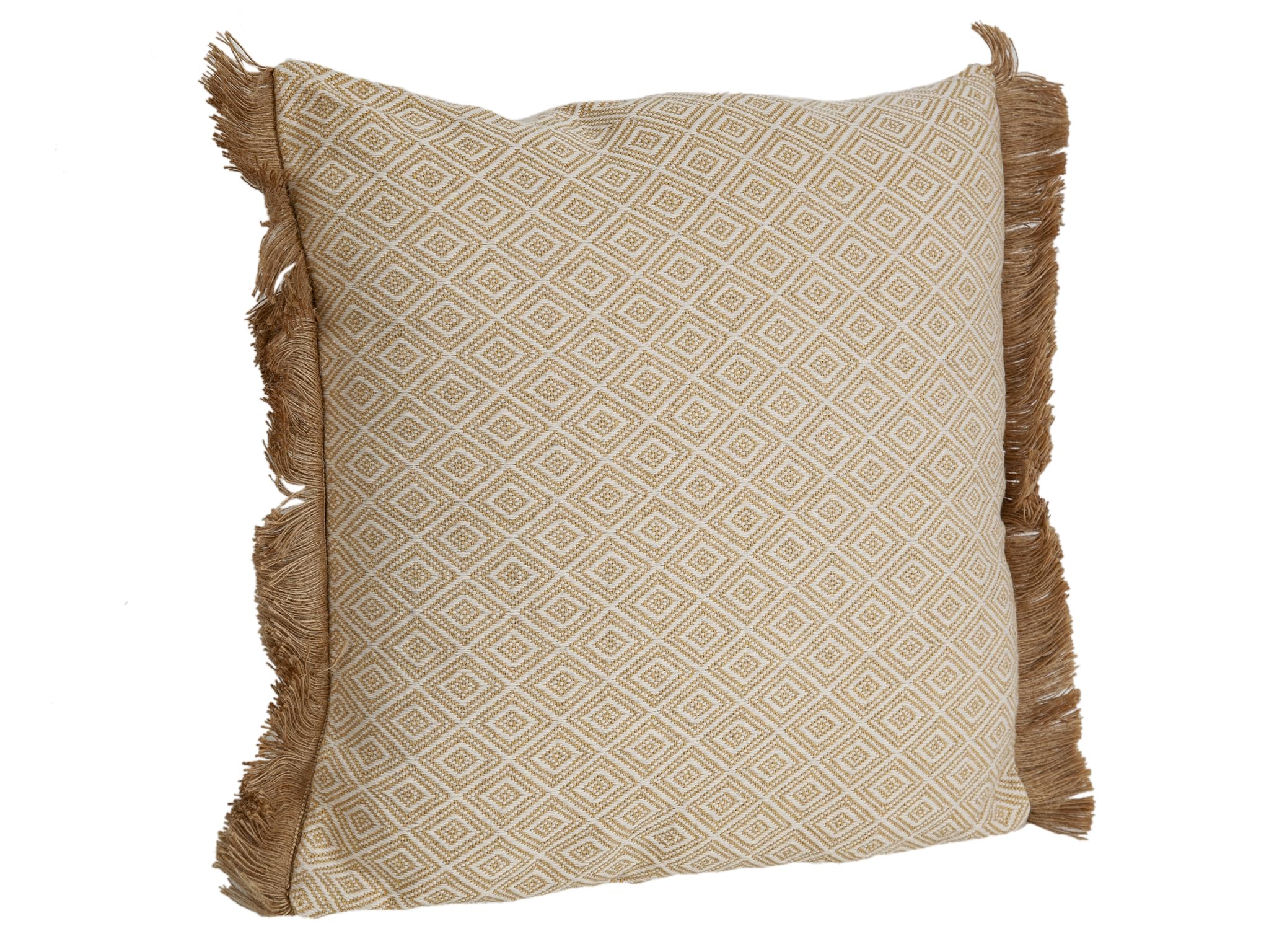 Coussin beige avec franges polyester idéal pour votre coin lecture