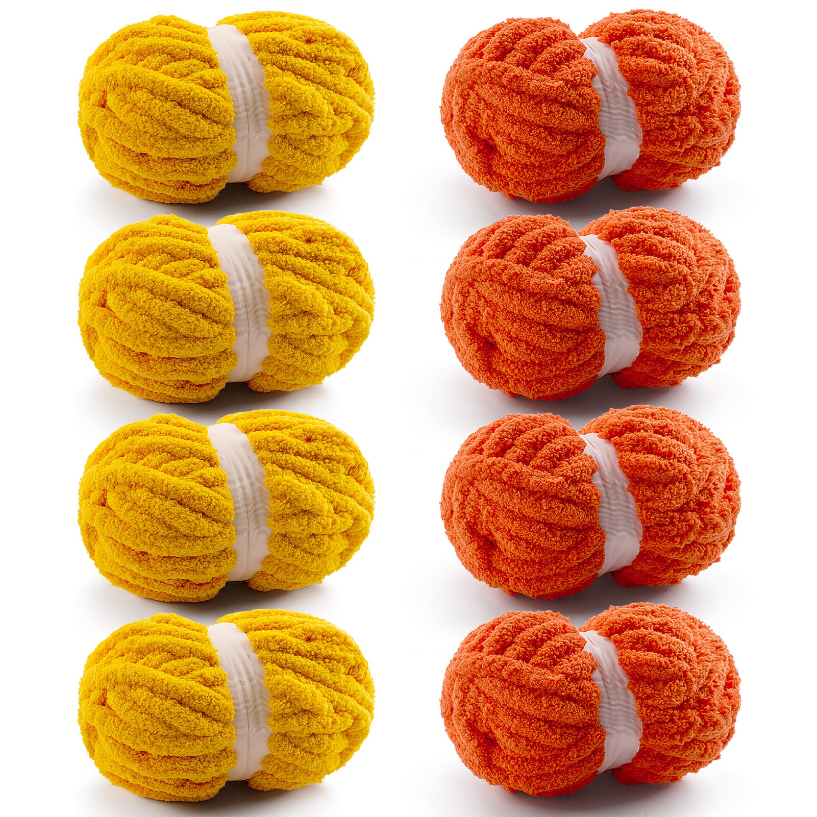 8 Pack Chunky Yarn for Hand Knitting - Chunky Chenille Yarn for Crocheting - Fluffy Yarns for Crochet - Jumbo Yarns for Hand Knitting 28.4 Yds 7.7 Oz