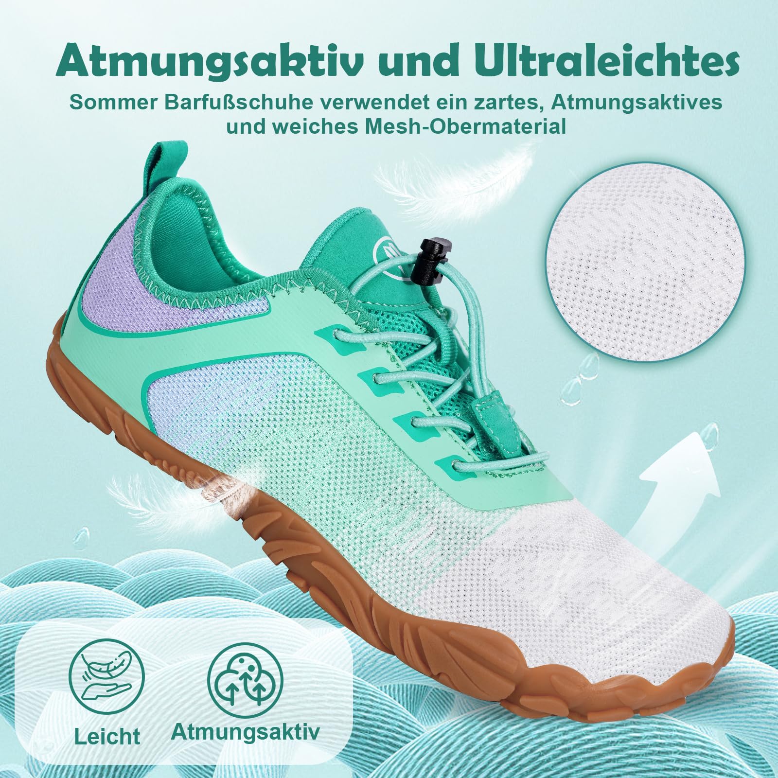 Barfußschuhe Damen Herren Traillaufschuhe mit Breite Zehenbox und Zero-Drop Sohlen Leicht Atmungsaktiv Barfuss Schuhe Komfort rutschfest Zehenschuhe Sportschuhe Fitnessschuhe