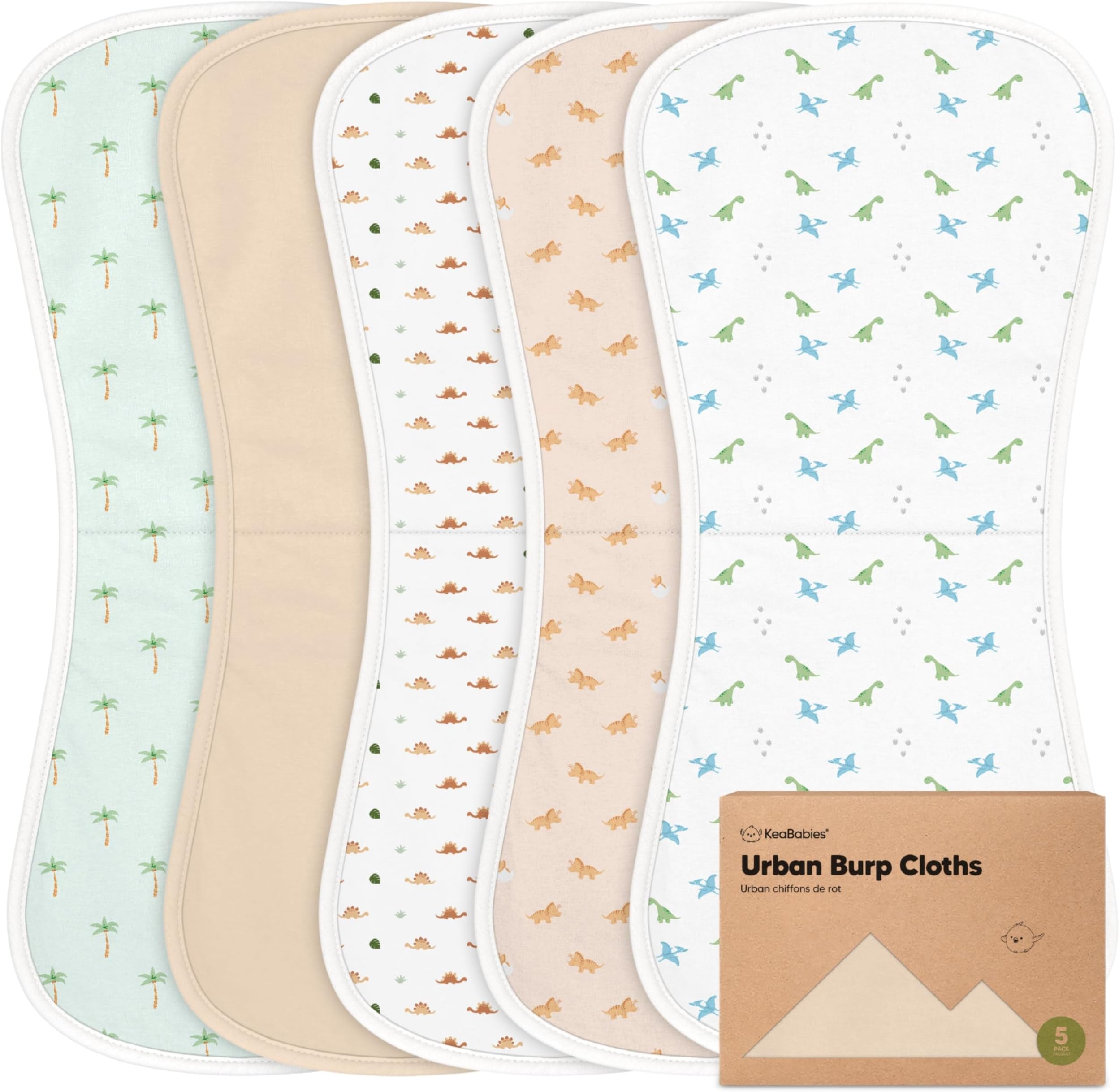 Organic Burp Cloths Baby Boy & Girl - 5-Pack Super Absorbent Cotton Burping Cloths for Babies, Soft & Plush Newborn Spit Up Rags, Infant Towels for Milk Spit Up, Unisex, Large 21" x 10" (Roarsome)