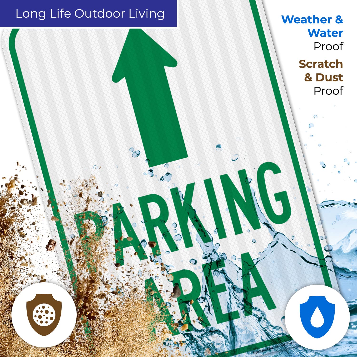 Parking Area with Ahead Arrow Sign, 12x18 Inches, 3M EGP Reflective .063 Aluminum, Fade Resistant, Made in USA