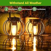 KOOPER 4-Pack Solar Lanterns Outdoor Waterproof - Upgraded Metal Hanging Lights, Auto On/Off 15H Bright Warm Glow for Yard Patio Garden Decor