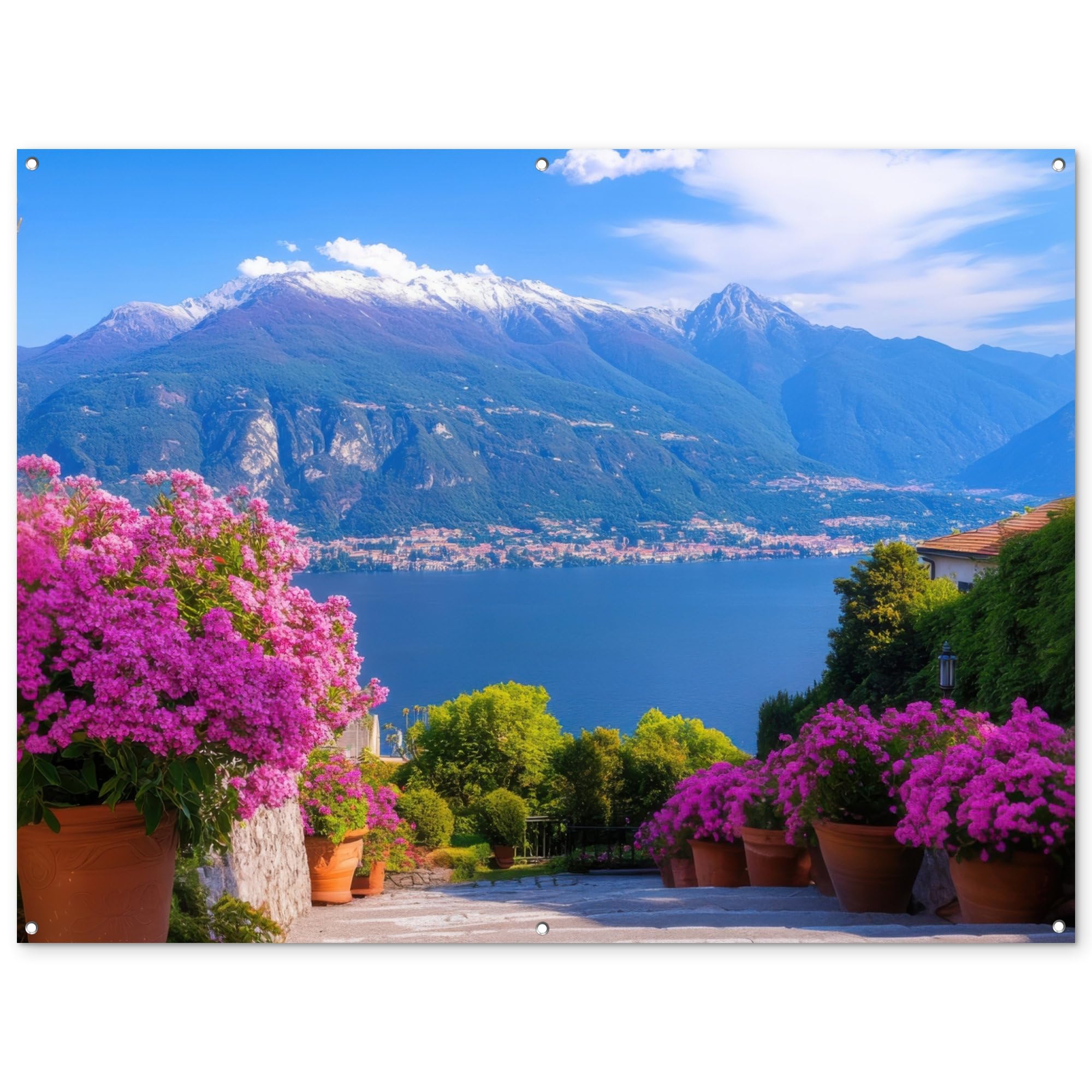Déco Jardin Lac de Côme Affiche Extérieur Grand Format 160x120