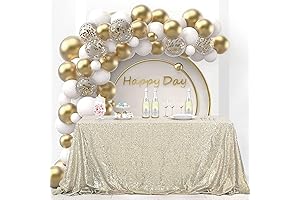 OQSQ Mantel Dorado: Champagne Sequin Tablecloth 50x80 inch
