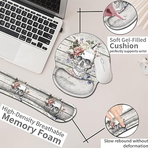 Miniatura 6 de Alfombrilla de mouse con soporte de muñeca, alfombrilla de mouse de gel ergonómica, reposamuñecas de teclado de espuma viscoelástica, diseño de