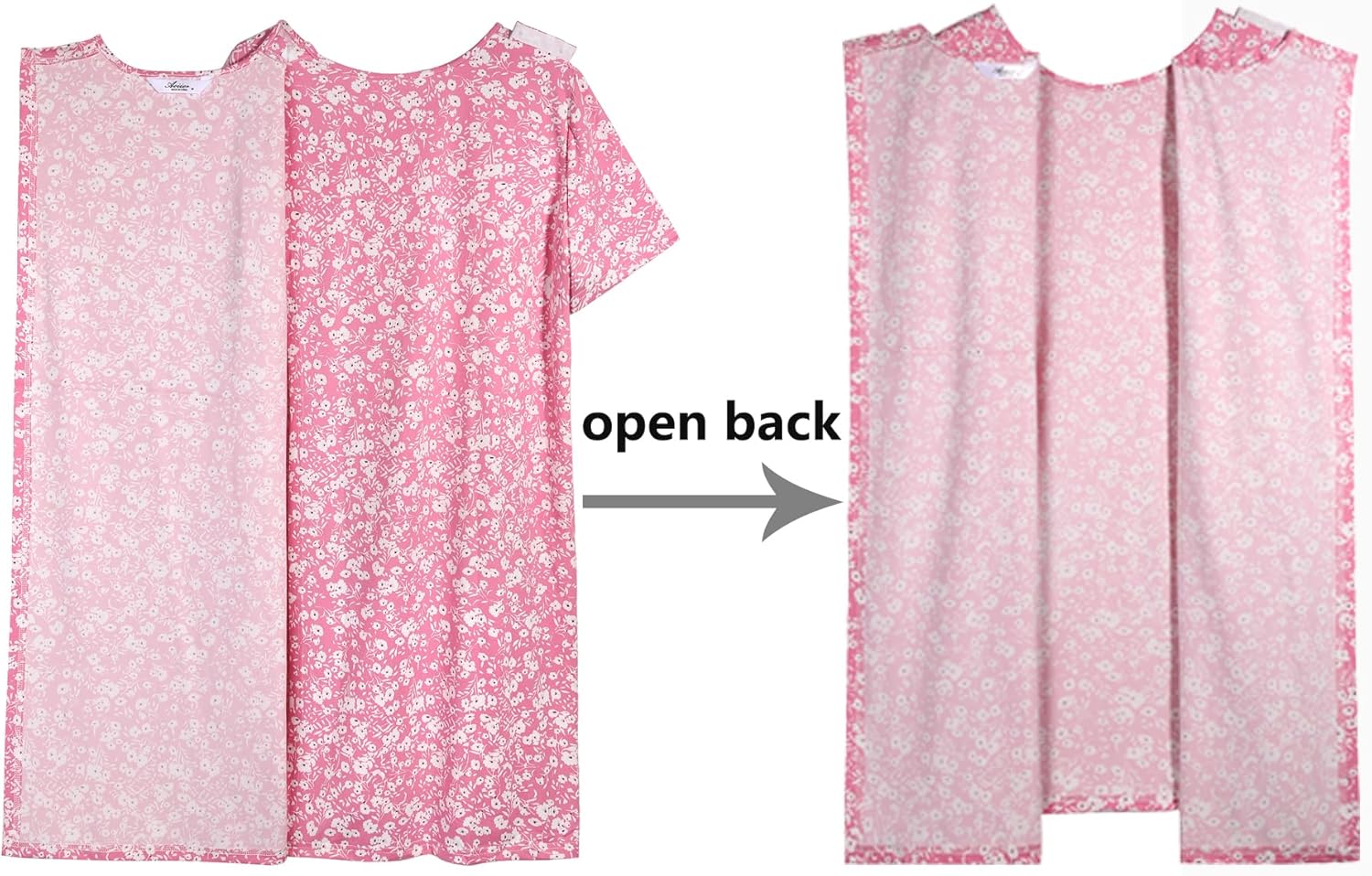 AVIIER Hospital Gowns for Women Open Back Adaptive Clothing Nightgowns Post Shoulder Surgery Dress - Image 4