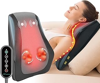 Snailax Shiatsu Lower Back Neck Massager with Heat, Back Massager for Deep Tissue, 3D Kneading Massage Pillow for Neck Sho...