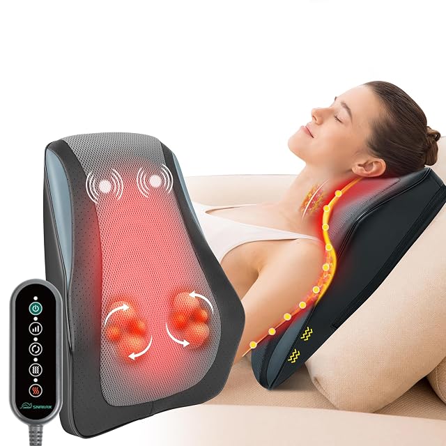 Snailax Back Massager for Back Pain Deep Tissue Shiatsu Lower Back Neck Massager with Heat 3D Kneading Massage