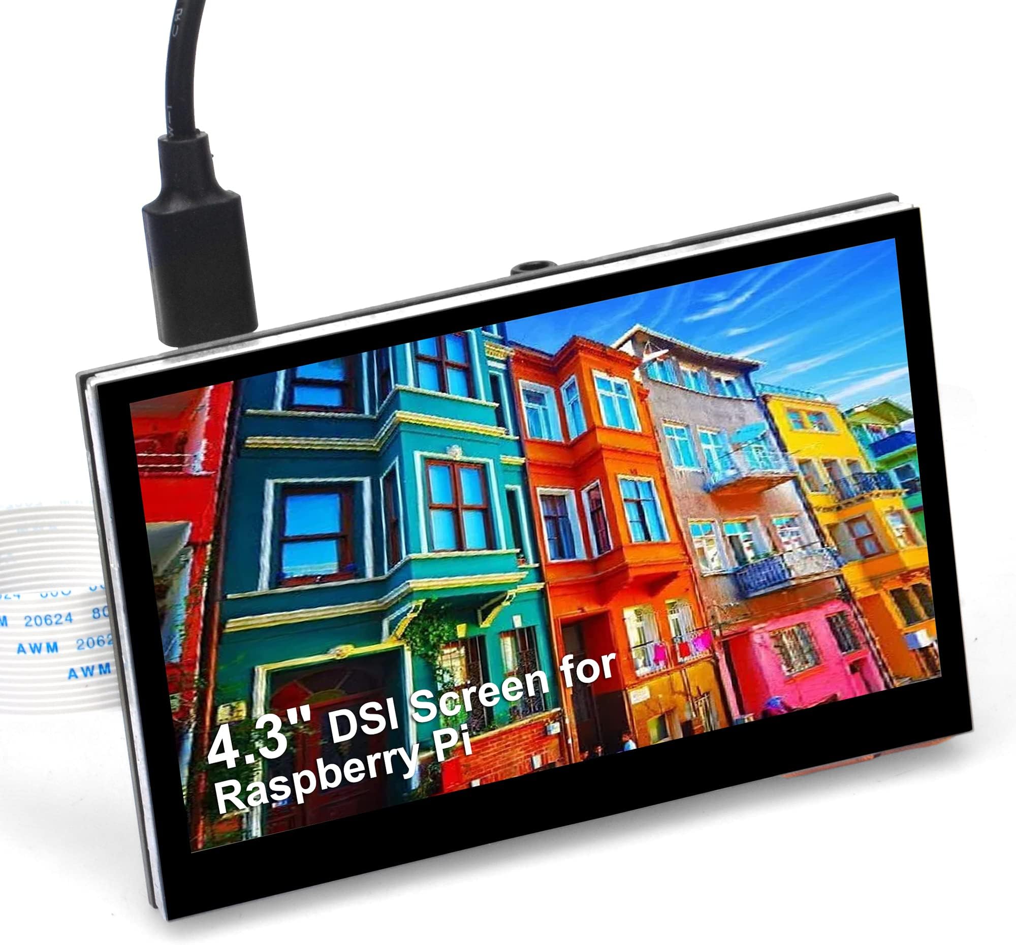 4.3 Inch DSI Touch Screen for Raspberry Pi 5 4 3, IPS Display Monitor, Plug & Play LCD, 800x480 Compact Smart Home Dashboard Mini Display