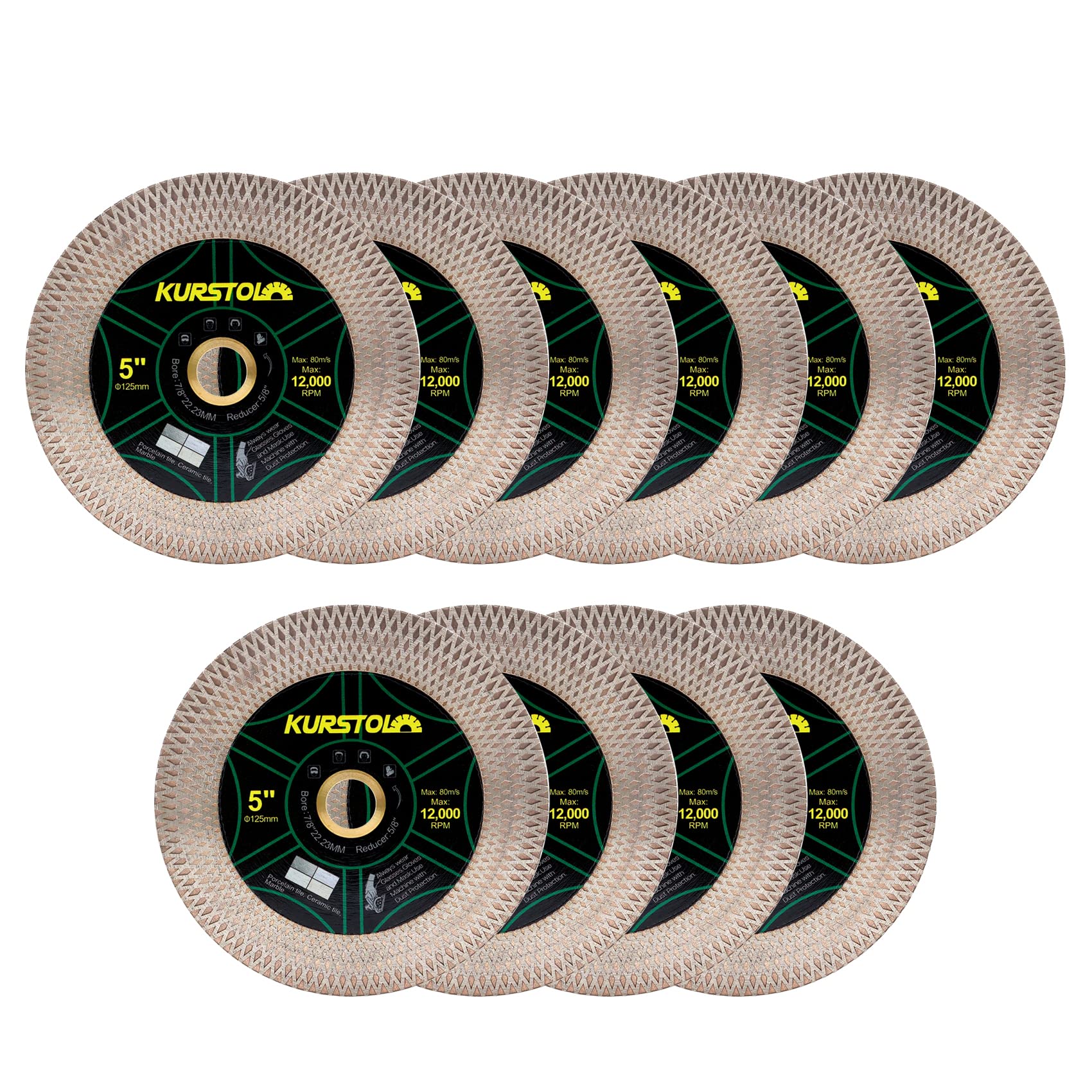 Diamentowa tarcza do cięcia płytek - 10 szt. 5"/125 mm dwustronna tarcza do cięcia diamentowego, tarcza do szlifierki aniołowej 7/8"-5/8" do cięcia i szlifowania płytek ceramicznych, porcelany, granitu, marmuru