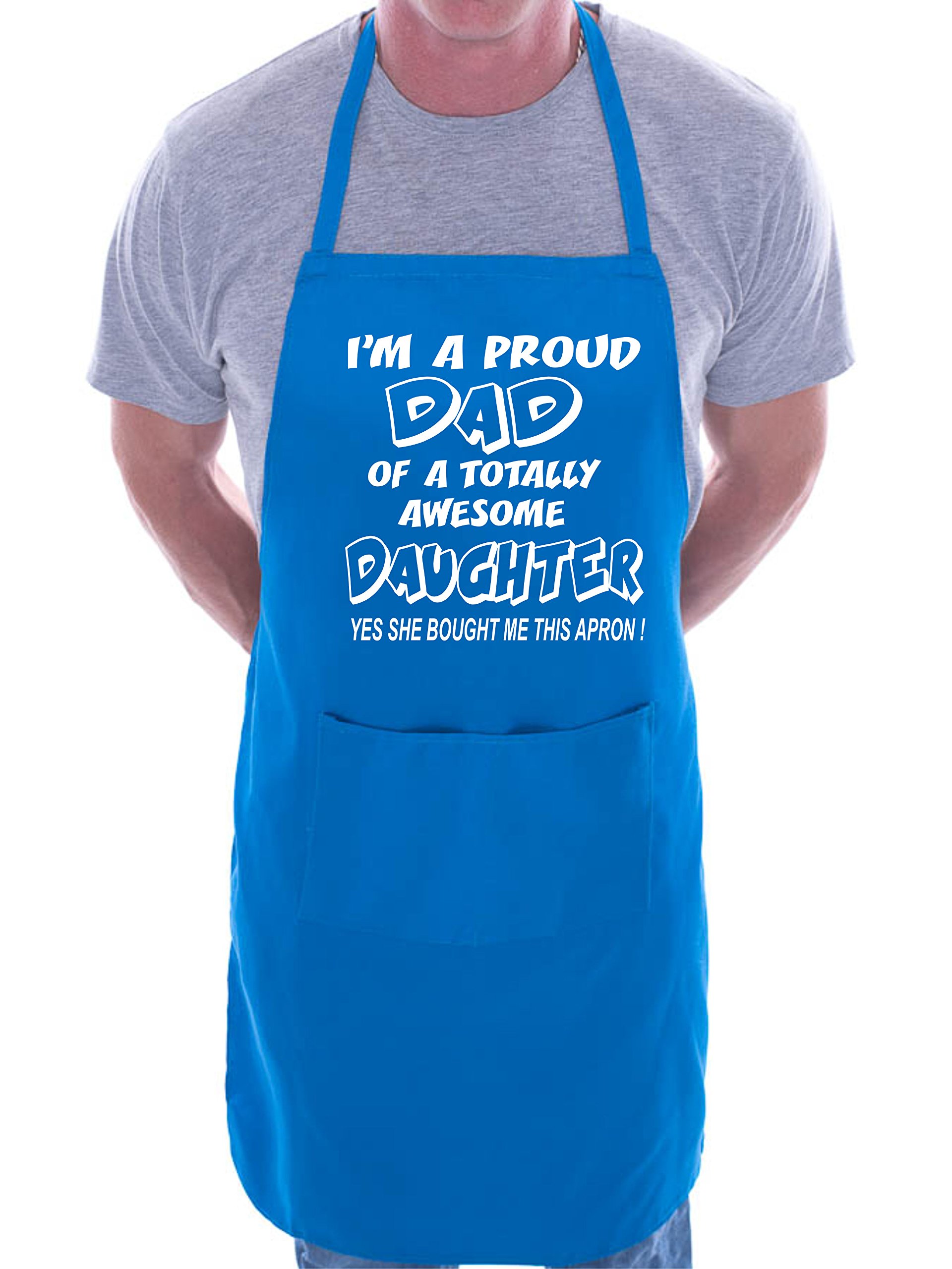 Print4u Men's Blue Proud Dad Of Awesome Daughter Bbq Cooking Funny Novelty Apron