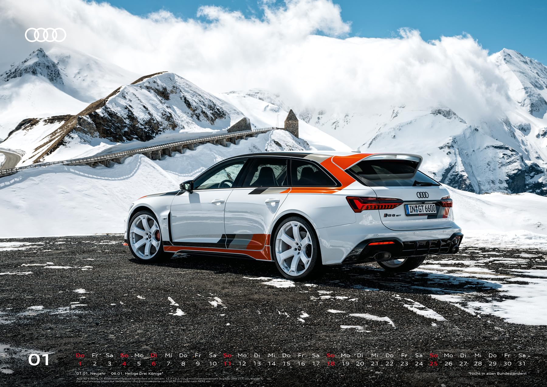 Audi Kalender 2026 DIN A2 60x42cm // Officially licensed by AUDI AG // TTRS RS3 RS4 RS5 RS6 RS7 R8 RSQ8 etron/Audi Sport/Premium Auto Wandkalender