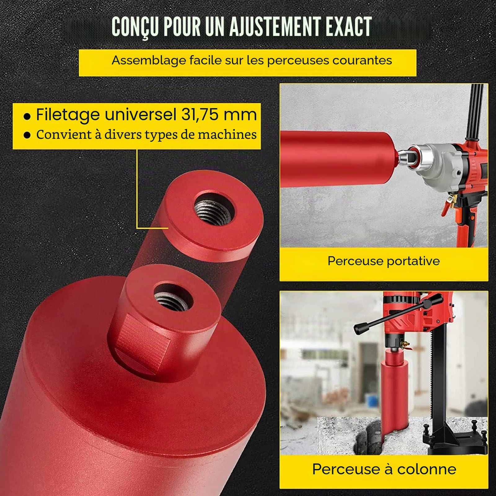 Tissting Foret Diamanté, Foret à Carotter Diamanté en Acier Allié 127mm G1 1/4 avec Évacuation des Copeaux Scie Cloche Diamant avec Segments Soudés au Laser pour Béton Carrelage Marbre