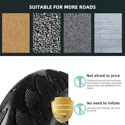 Miniatura 5 de PRO CAKEN Rueda de neumático sólida de 200 x 50 pulgadas con cubo de plástico para scooter eléctrico, equilibrio de automóvil, rueda sólida de 8 x