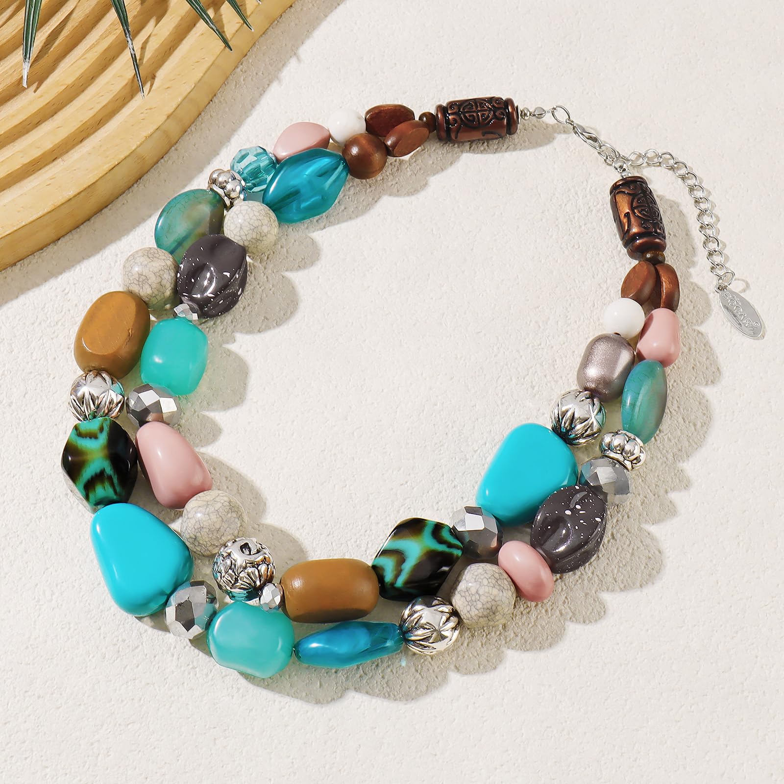 Bocar Collier 2 rangs à grosses perles Pour femme