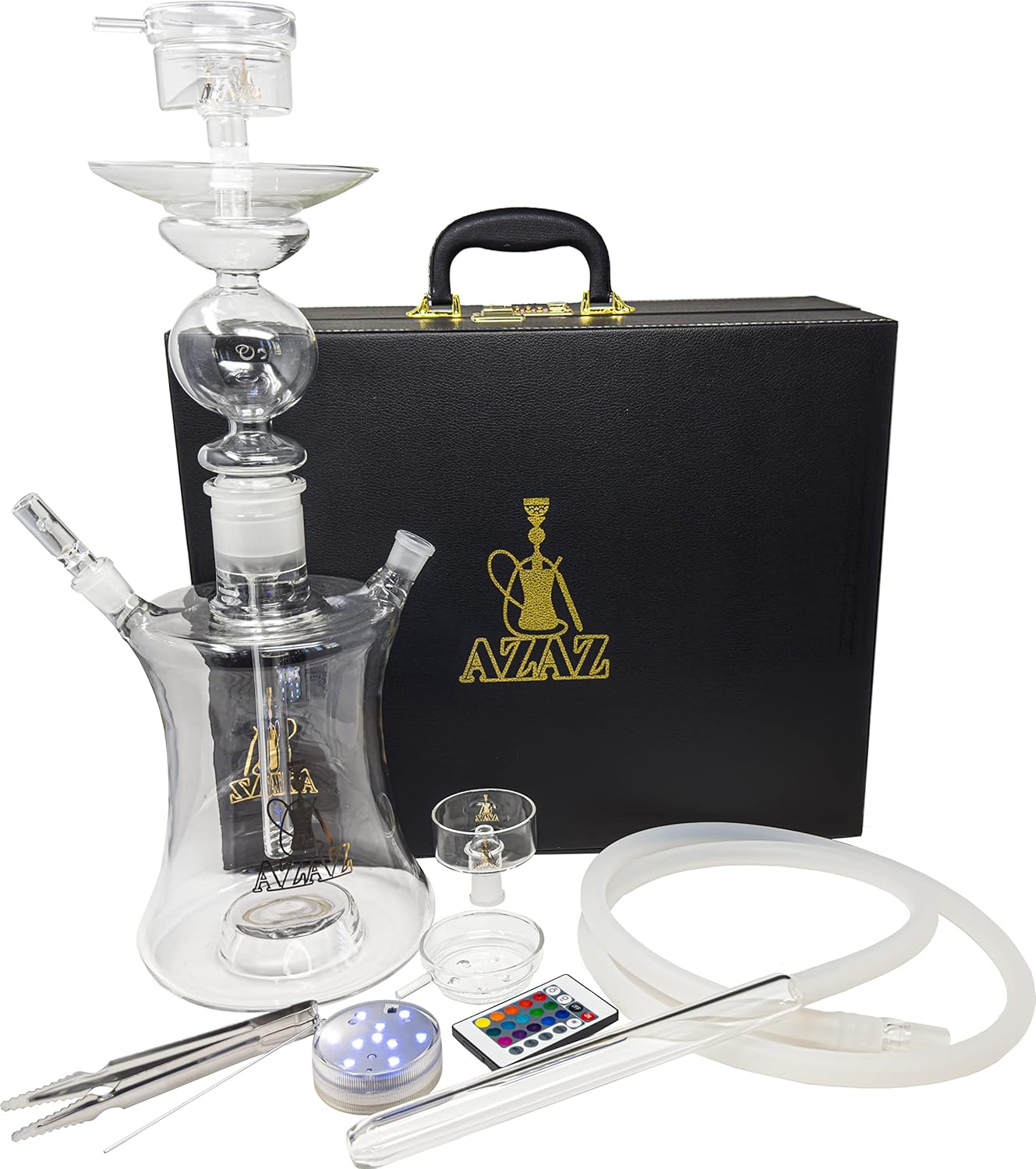 AZAZ Galactic Whirl Luxury Portable Glass Hookah Set with 2