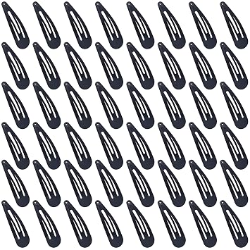48 PCS Small Metal Barrettes For Women Non Slip Water Drop Snap Clips For Thick Thin Fine Hair Classic Accessories,Black,1.97 x 0.5 In
