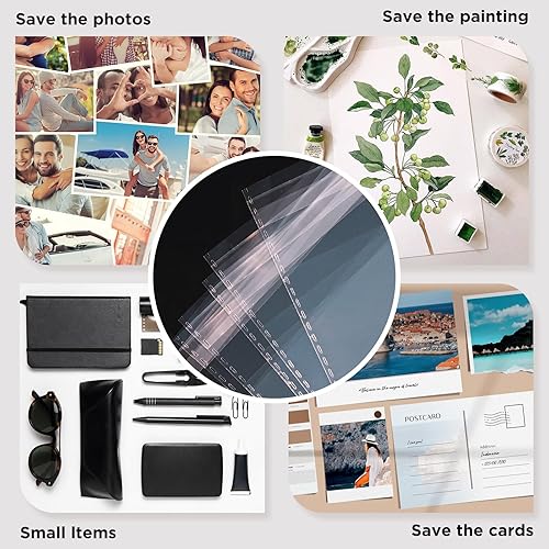 Miniatura 5 de Egofine Bolsas de celofán autosellables, 100 bolsas transparentes resellables para tapetes de fotos de 8 x 10 pulgadas, tamaño de la bolsa 8.26 x