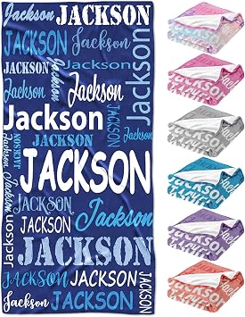 Novgarden Personalized Beach Towels for Kids with Name-Microfiber Beach Towels-Custom Quick Dry Cotton/Poly Blend Pool Towel-Easter Gift for Beach, Travel, Pool, Bath Decor-30X60