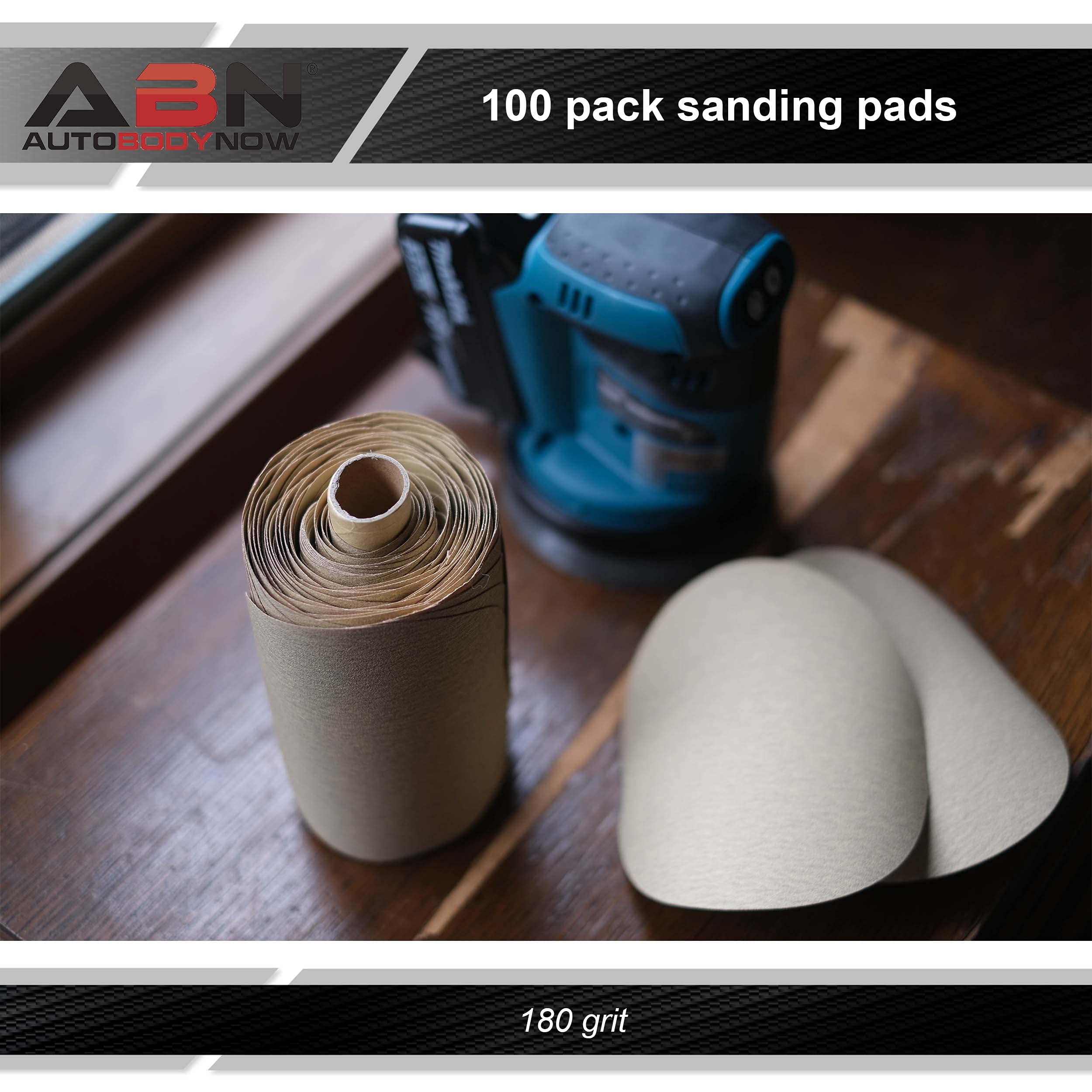 ABN Lot de 100 rouleaux de papier abrasif grain 180 – Disques de ponçage ronds en oxyde d'aluminium de 15,2 cm avec dos adhésif