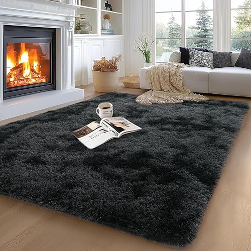 Miniatura 83 de Alfombras de área de 6 x 9 pies para sala de estar, alfombra azul grande y esponjosa para dormitorio, alfombras suaves y peludas para dormitorio de