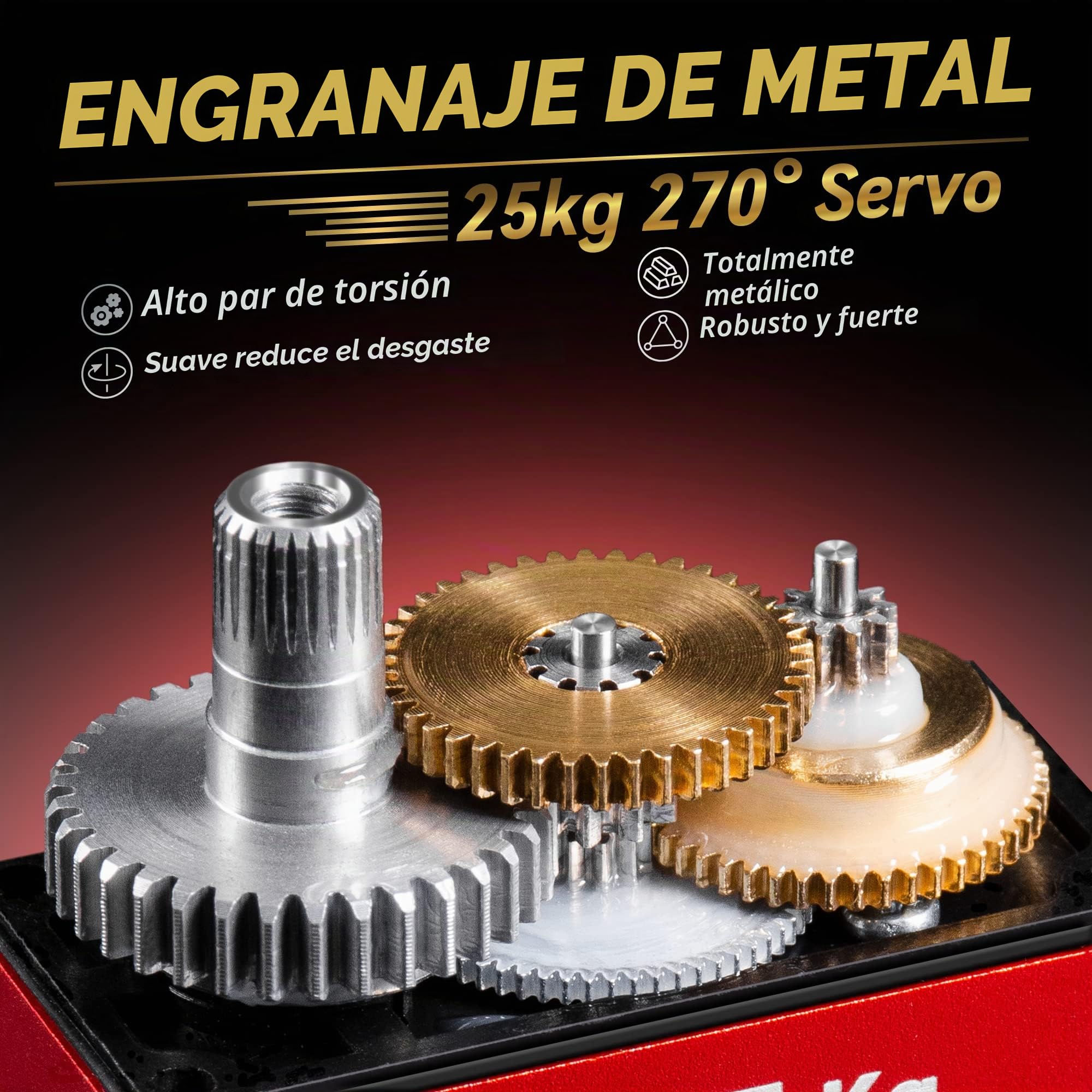 Miuzei Servo digital resistente al agua de 25 kg de alta torsión, con engranajes de metal de 270 grados + motor para mini RC Car 1/8 1/10 1/12 Robot Plane Boat.