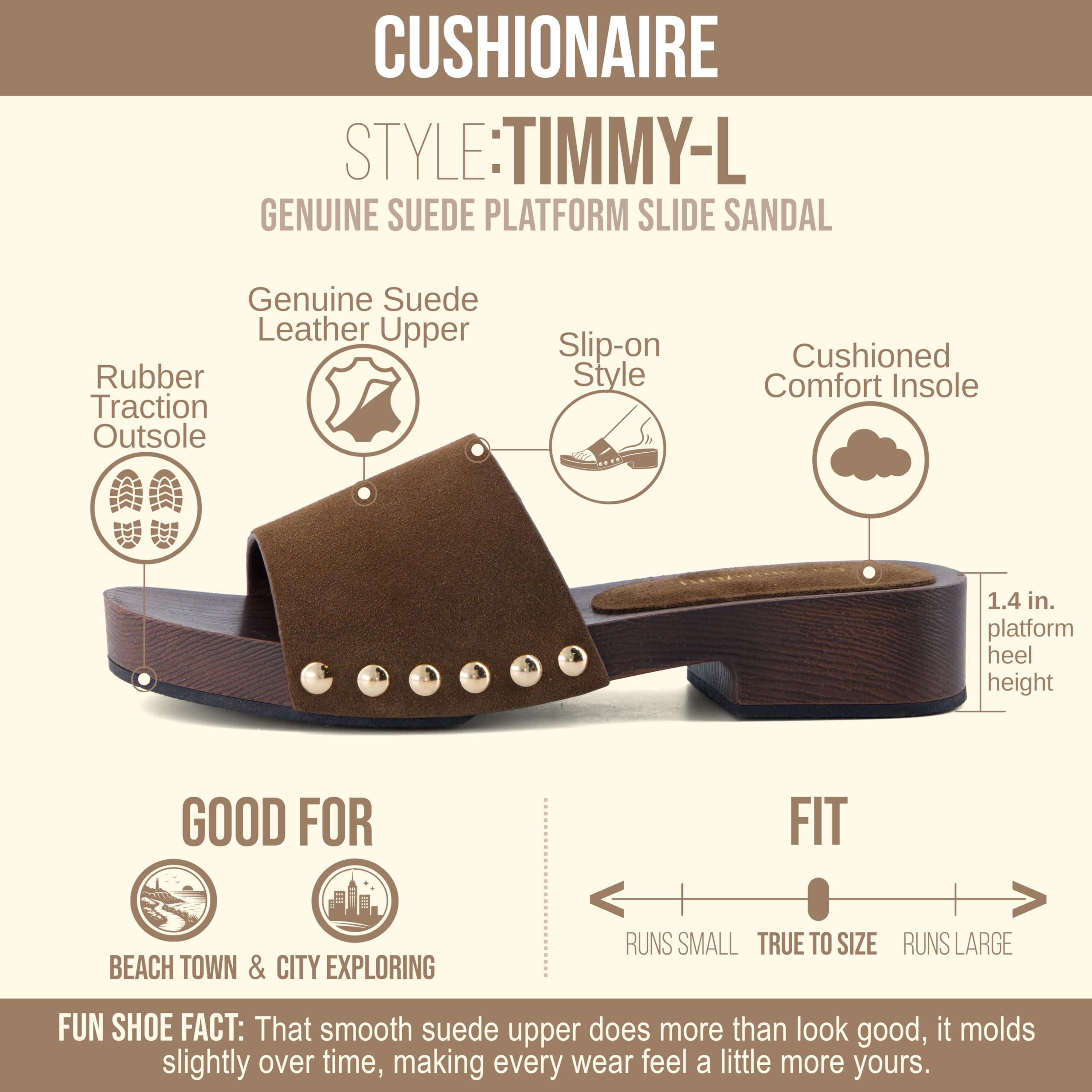 CUSHIONAIRE Timmi 100% Genuine Suede Slides for Women, Slip On Low Heeled Dress Sandal with Studded Detail — view 4
