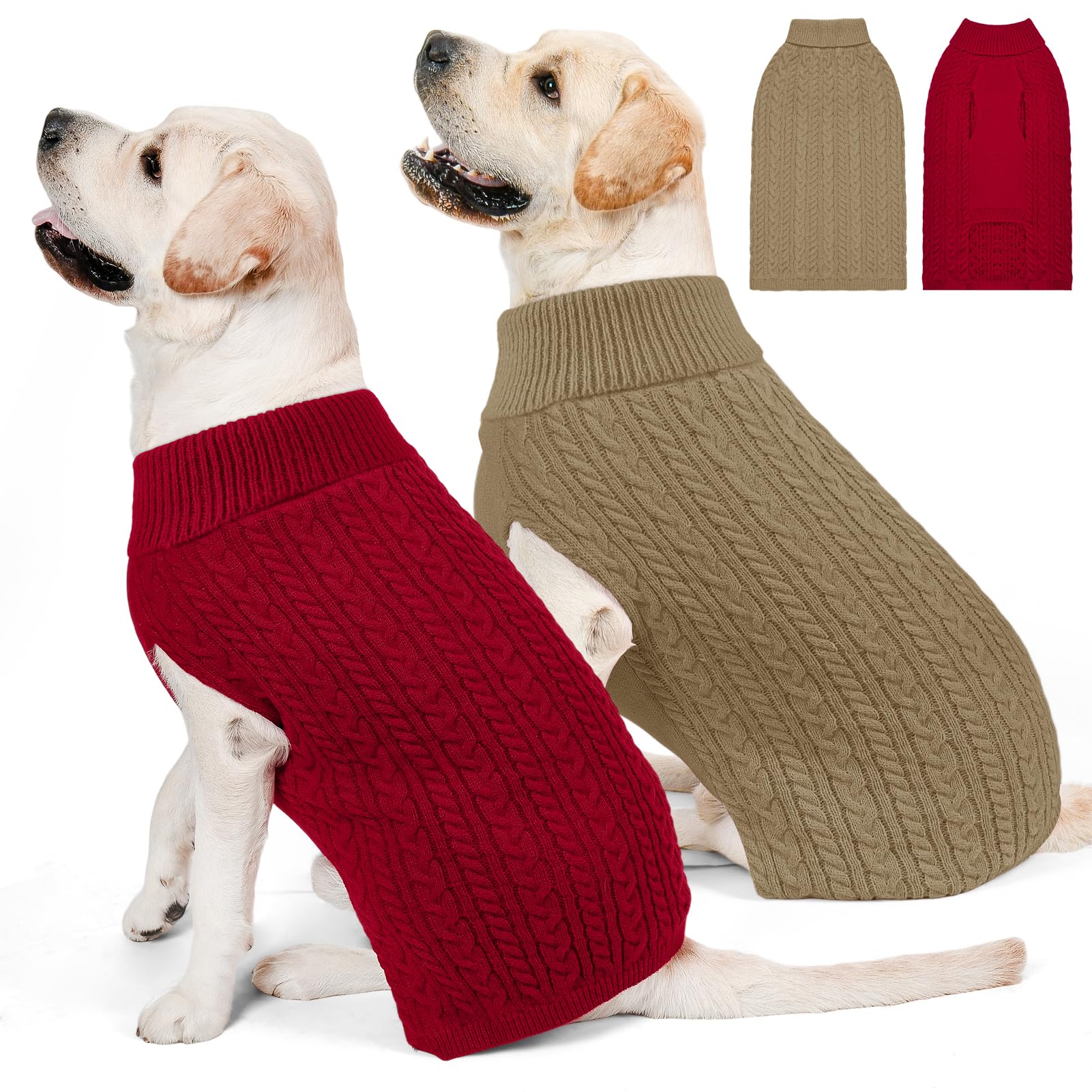 KCFESTIHUE Cable Knit Dog Sweater 2-Pack XXL
