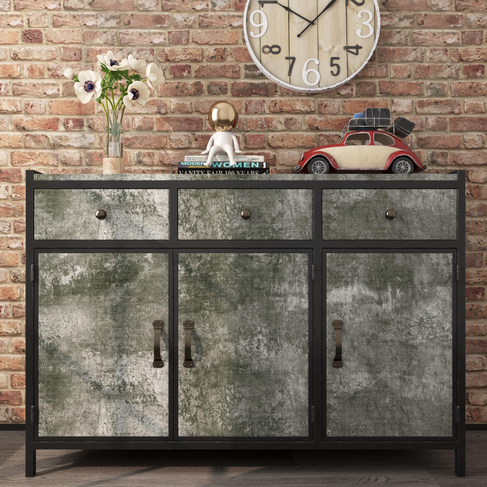 ReWallpaper Vinyl Wrap for Furniture Grey Kitchen Cupboards Thick Concrete Wallpaper Peel and Stick Vintage Industrial Effect Concrete Contact Paper 40cm3m Bathroom Wallpaper Waterproof Grey Rolls - Image 4