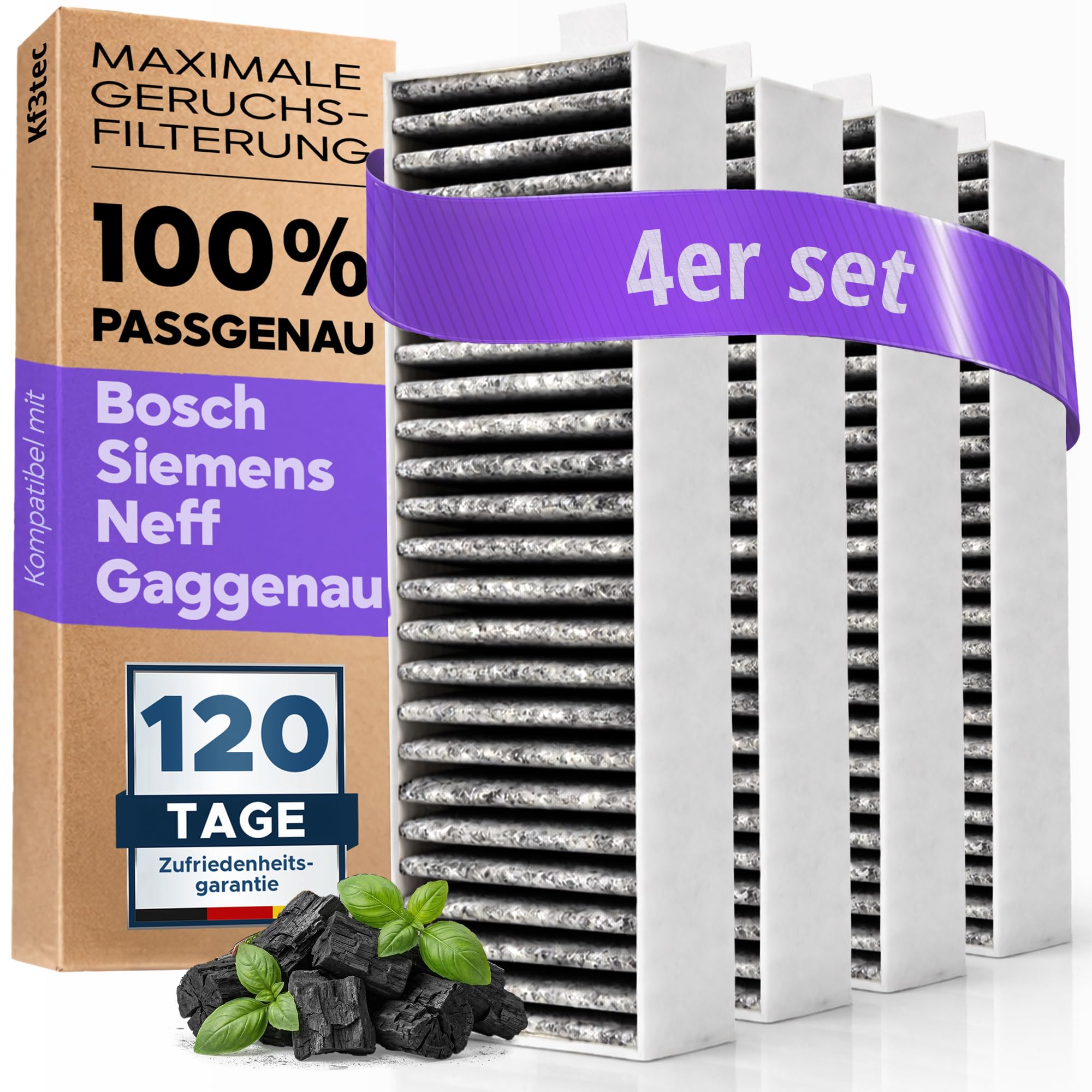 Filtro de carbón activo para campana extractora [4 unidades] Siemens HZ9VRCR0, Bosch HEZ9VRUD0, Bosch Siemens 17004796, Neff 17004806 + Z821VR0, Gaggenau CA282111 | Filtro de carbón activo
