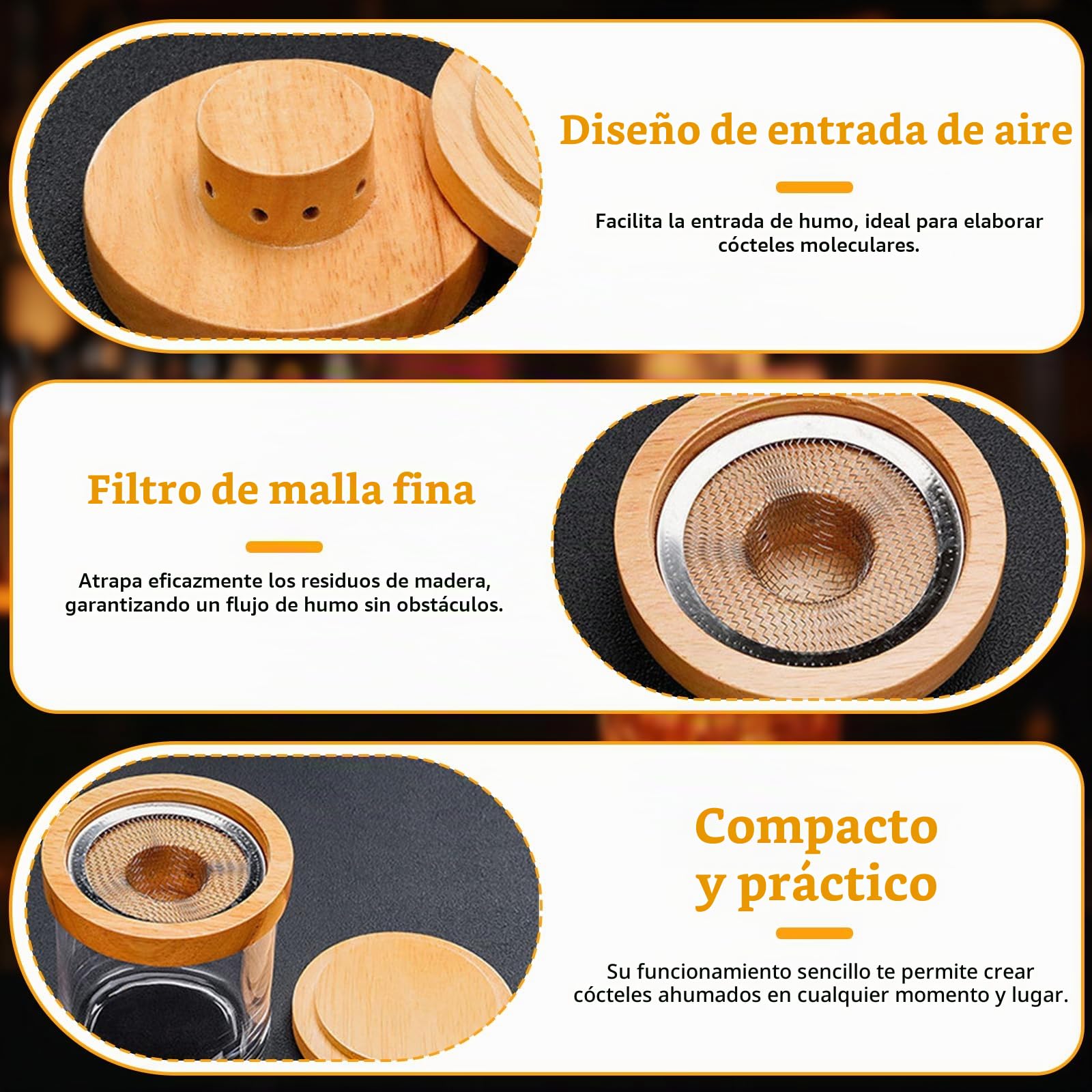 Kit de ahumador de cócteles con 5 chips de madera, juego de chips para ahumar whisky, bebidas para bebidas, bourbon, café, nuez de carne para hombres, padres, maridos